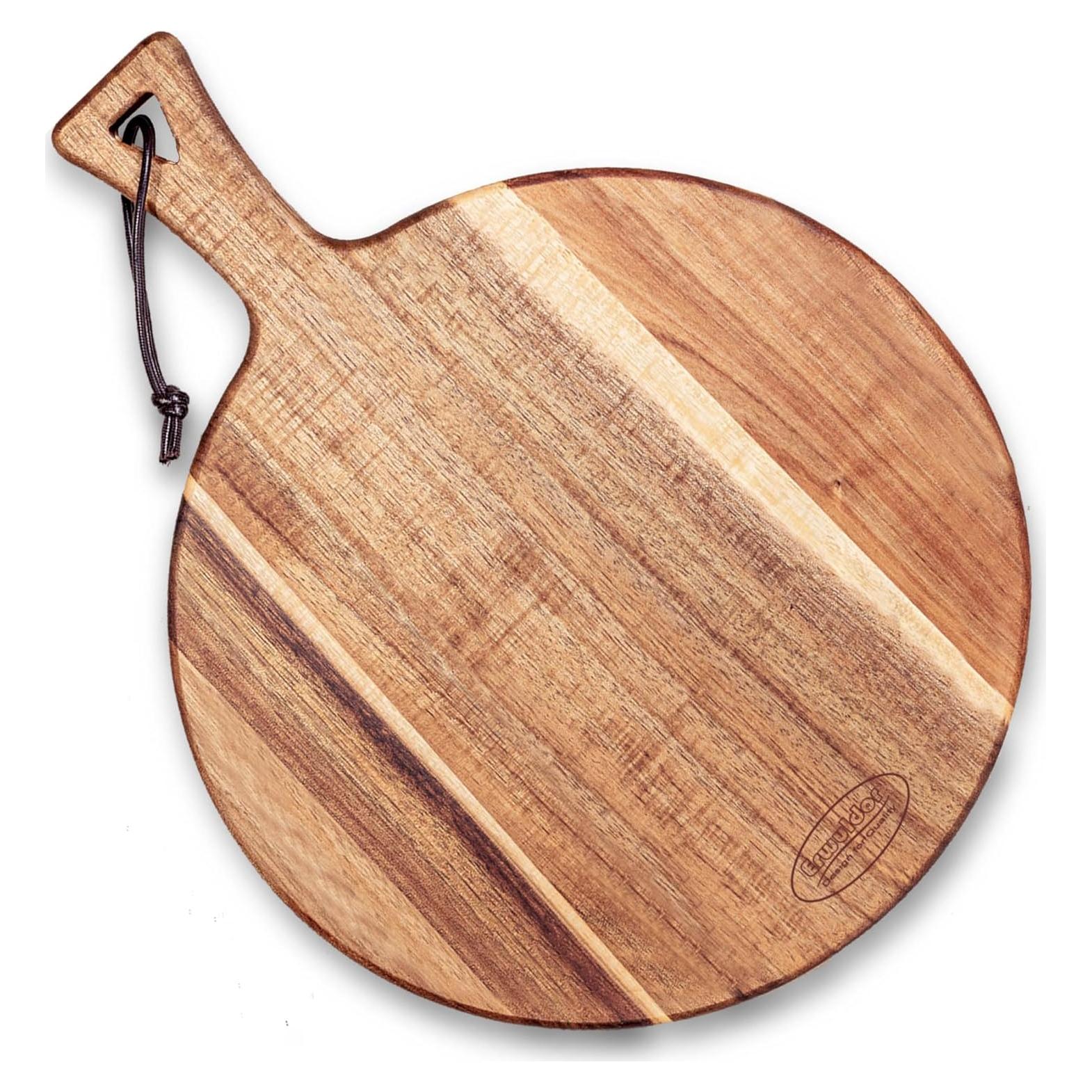 Tabla de cortar redonda de madera acacia Erwuldor 40x30 cm