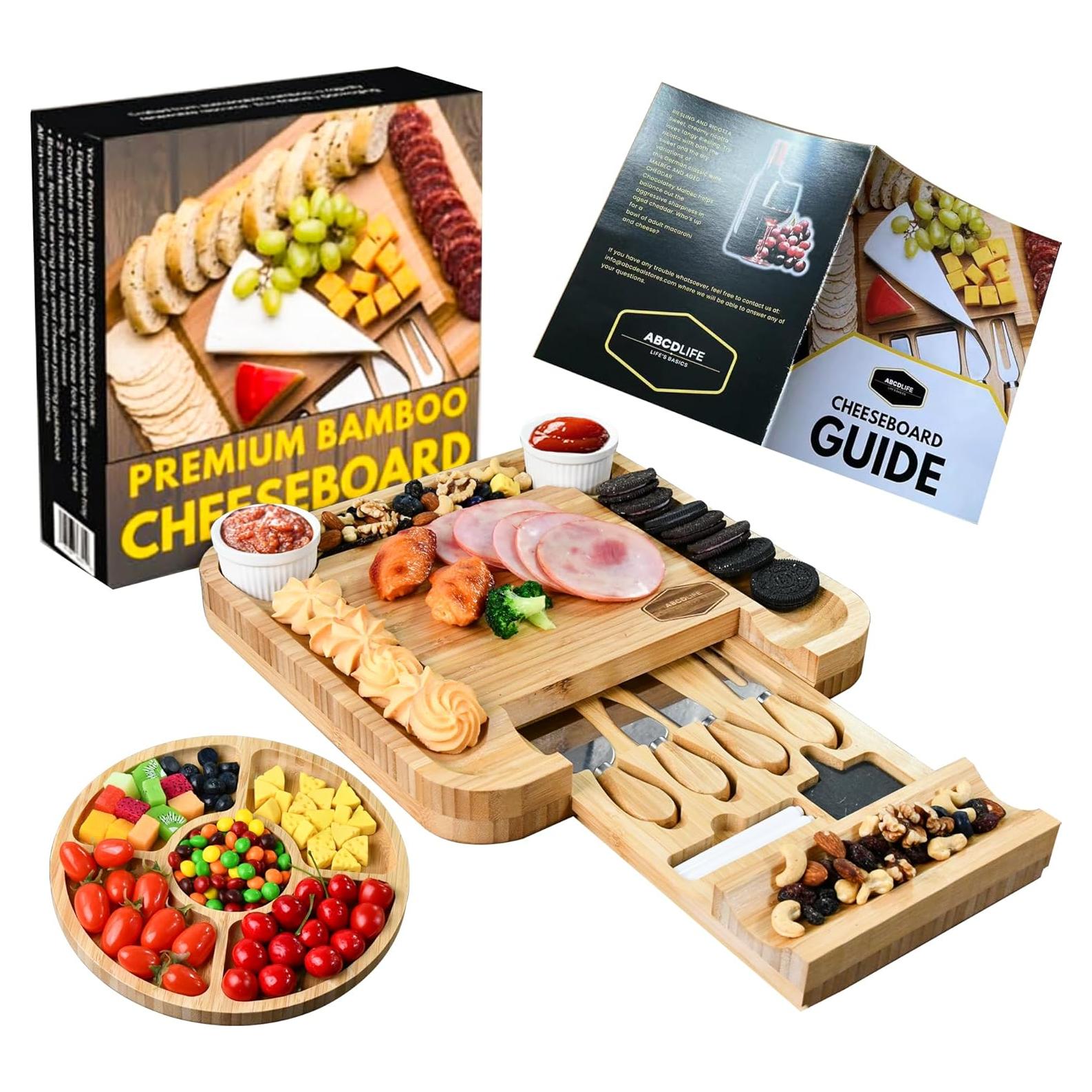 Juego de Tabla de Charcutería ABCDLIFE con Cuchillos y Bowls