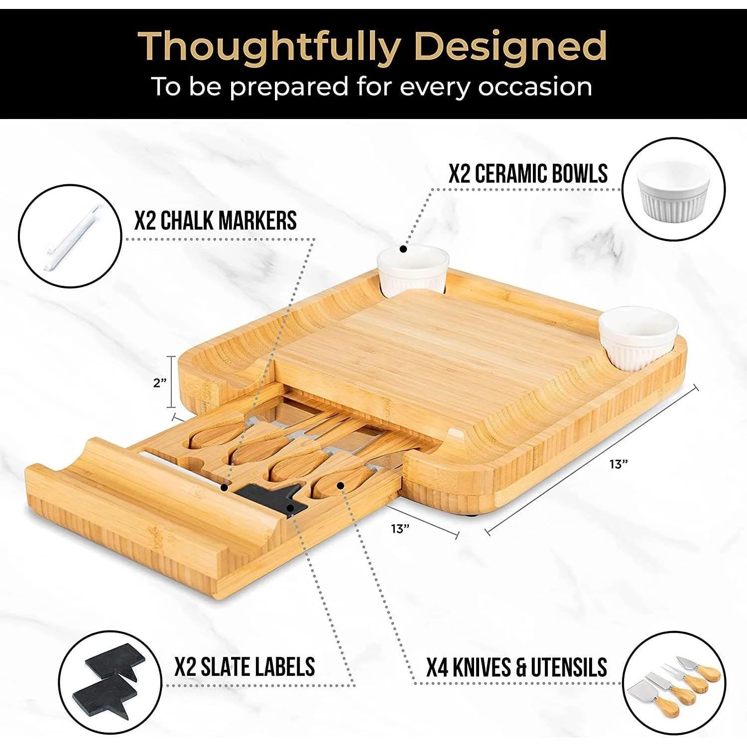 Juego de Tabla de Charcutería ABCDLIFE con Cuchillos y Bowls