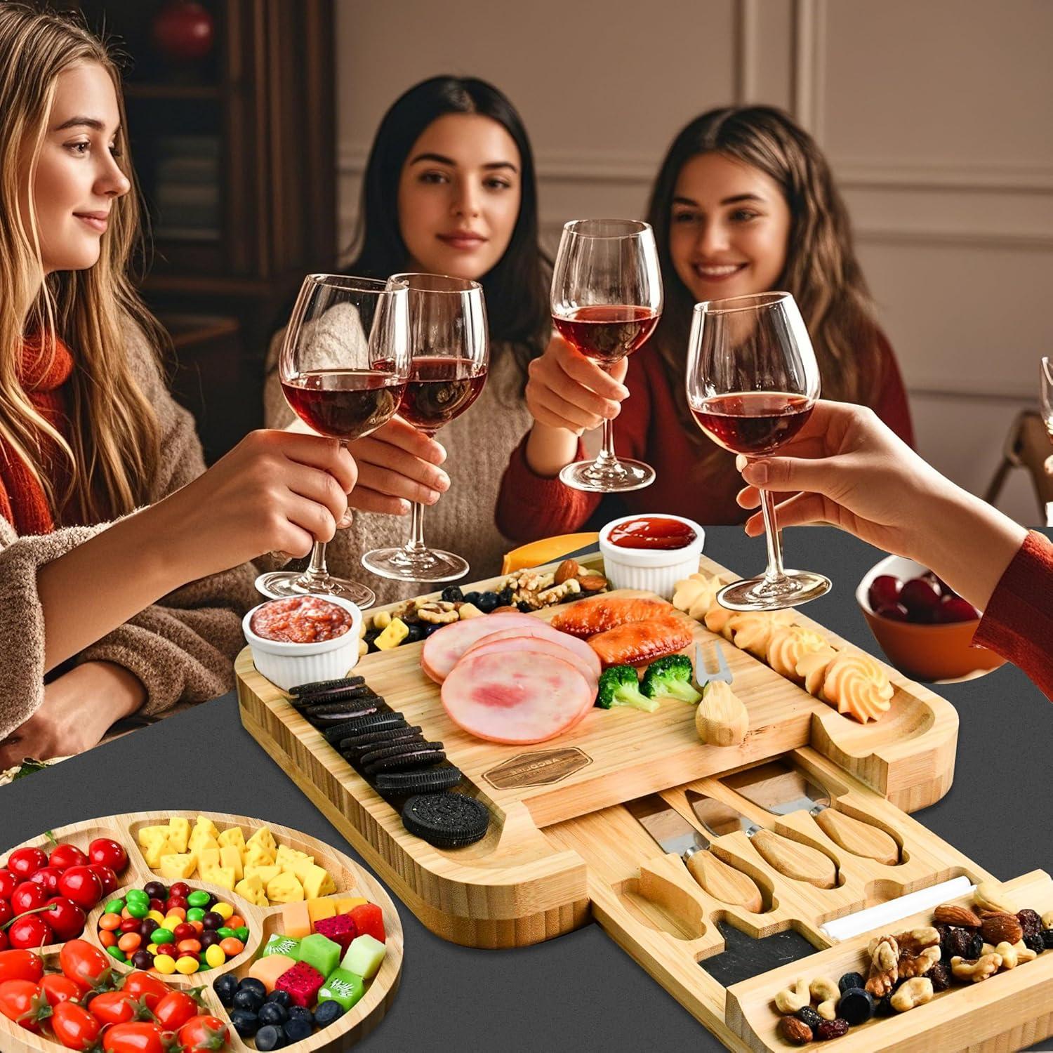 Juego de Tabla de Charcutería ABCDLIFE con Cuchillos y Bowls