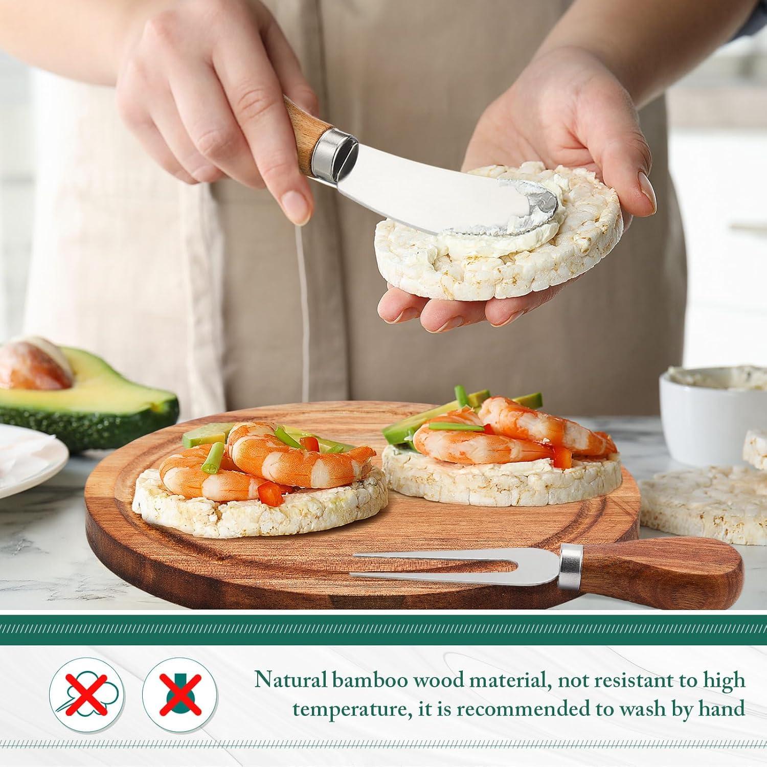 Juego de Tablas de Queso Redondas Maxcheck 2 Piezas Acacia