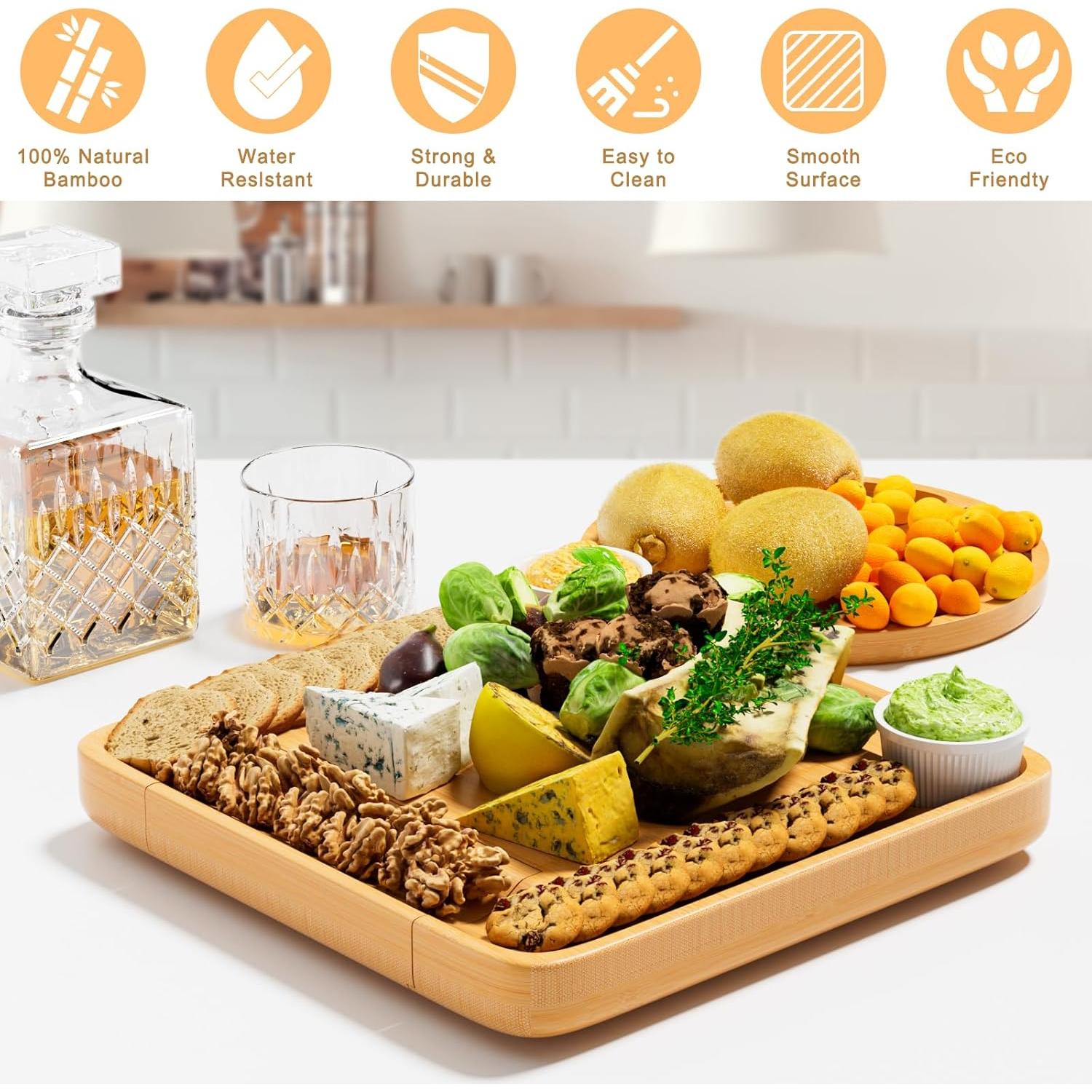 Juego de Tablas de Charcutería HONGFENGDZ de Bambú 42.93x34.80cm