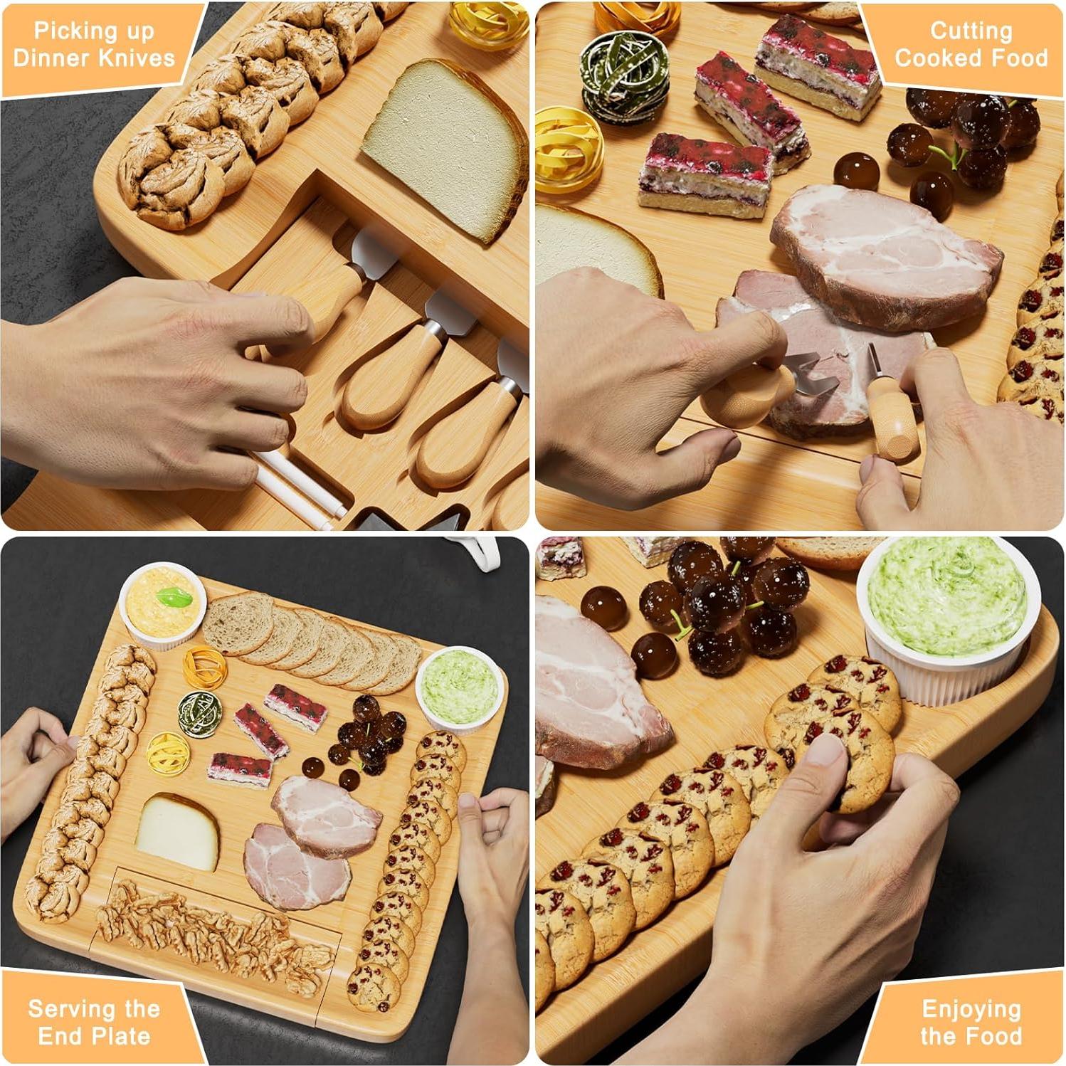 Juego de Tablas de Charcutería HONGFENGDZ de Bambú 42.93x34.80cm