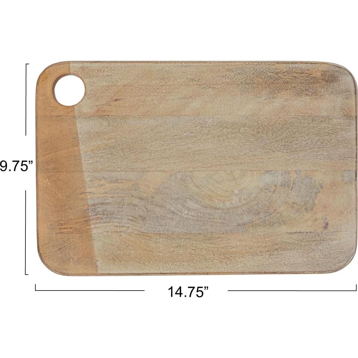 Tabla de Queso Rectangular Madera Mango Blanqueada 37x25 cm