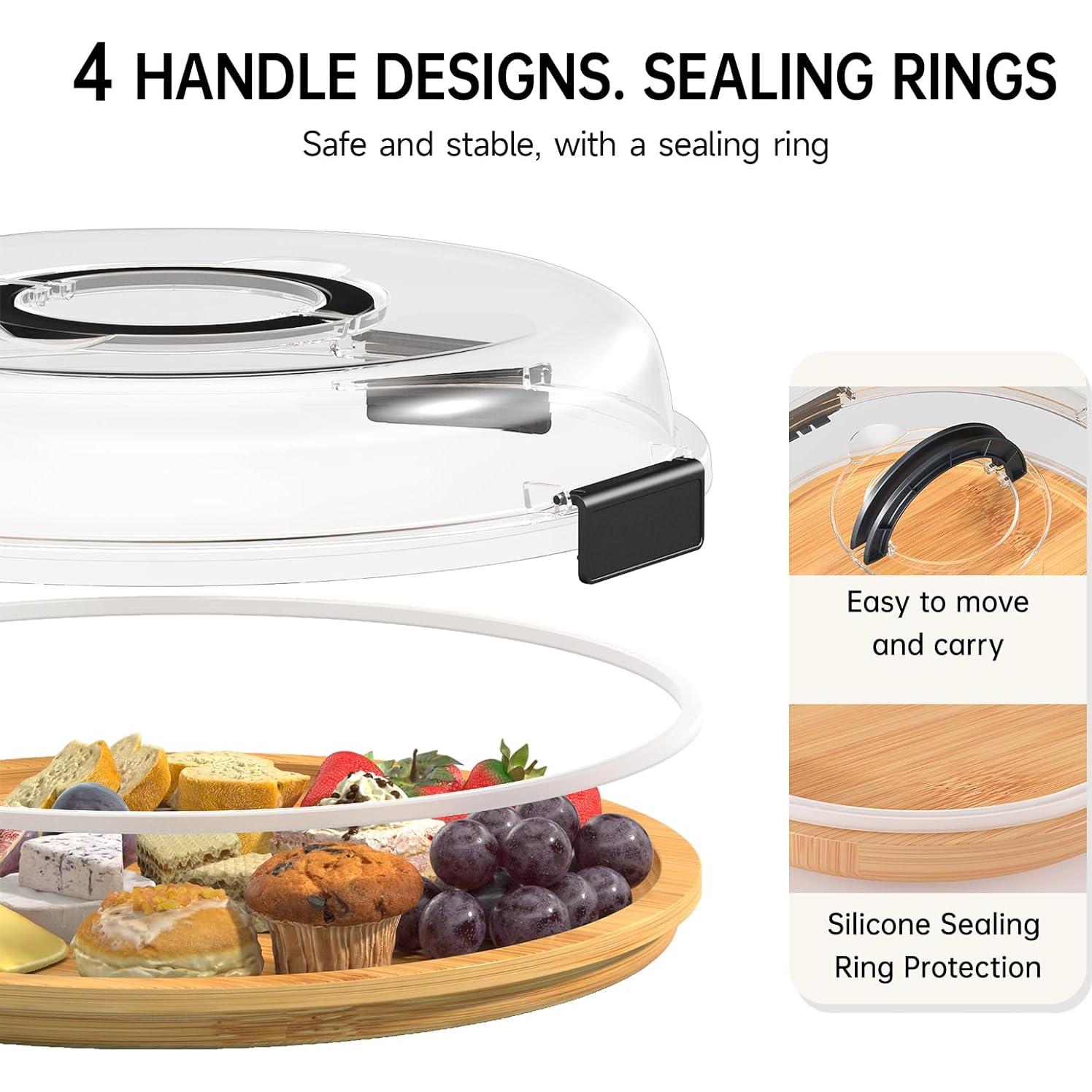 Tabla de Charcutería Redonda Renmxj con Tapa Transparente