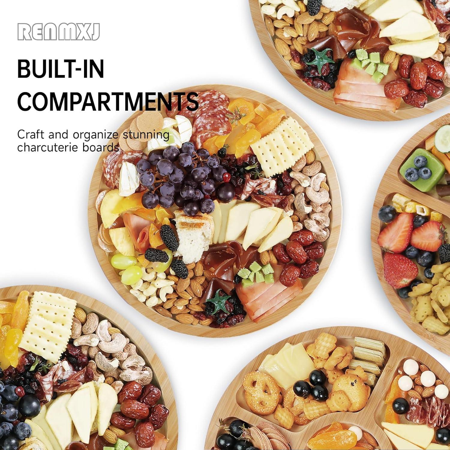 Tabla de Charcutería Redonda Renmxj con Tapa Transparente