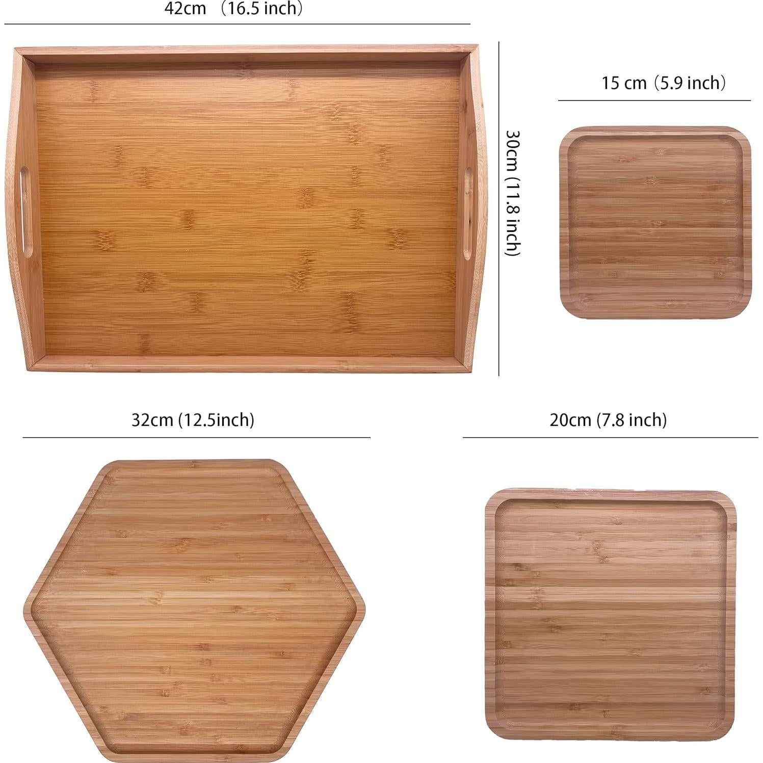 Set de Bandejas de Bambú PAFREWOG 3 Piezas 42x30cm