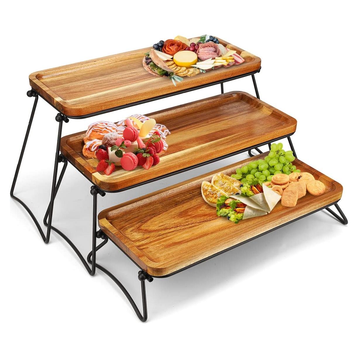 Soporte para Cupcakes 3 Niveles Manspdier Madera Acacia