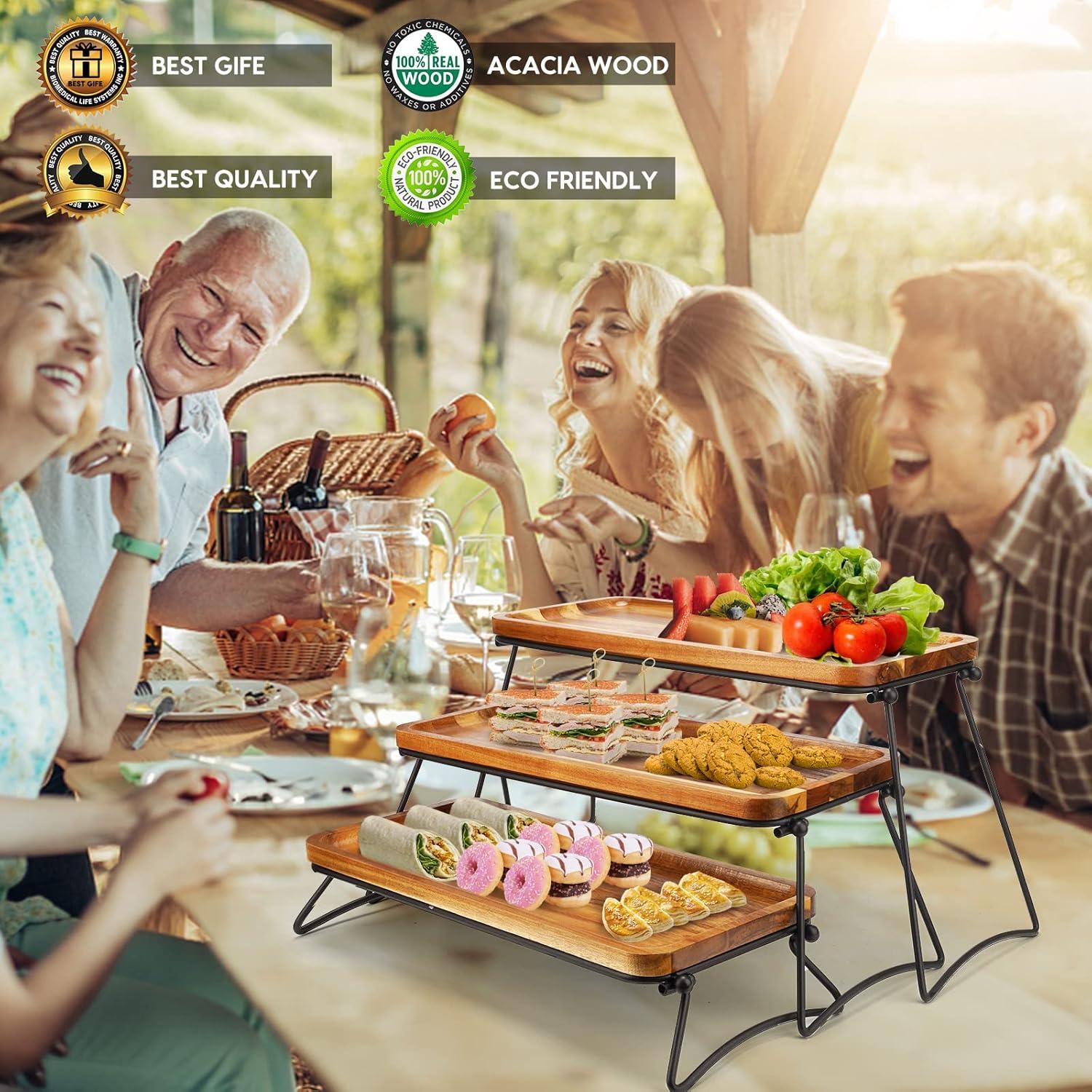 Soporte para Cupcakes 3 Niveles Manspdier Madera Acacia