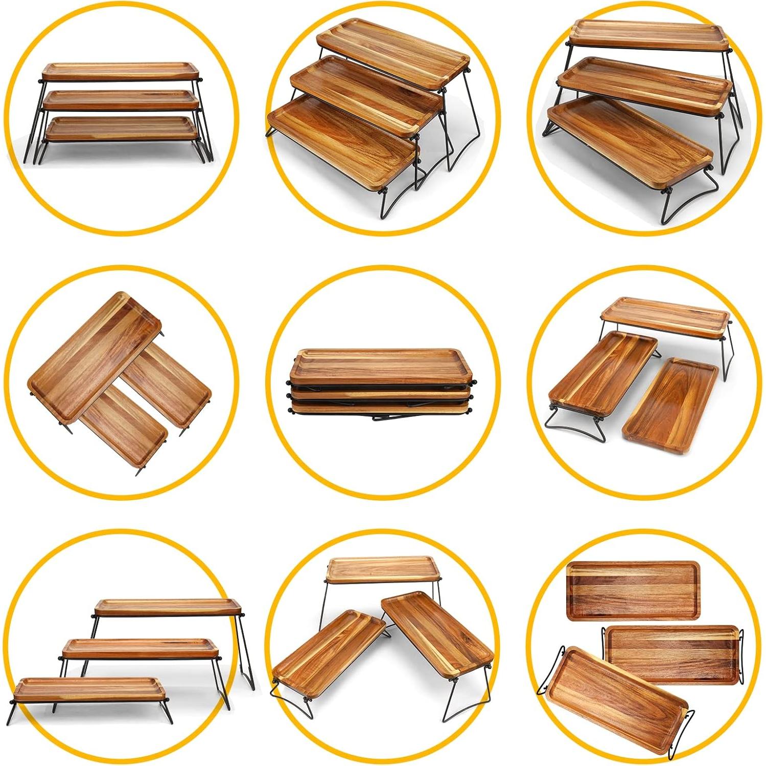 Soporte para Cupcakes 3 Niveles Manspdier Madera Acacia