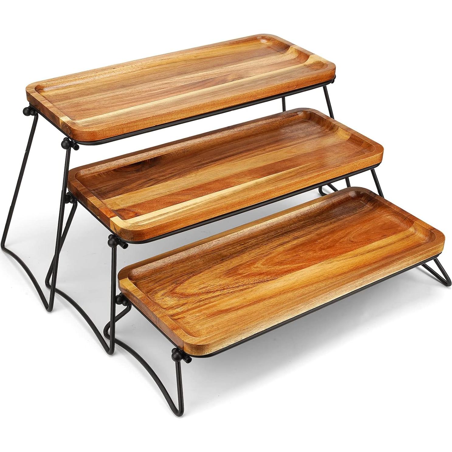 Soporte para Cupcakes 3 Niveles Manspdier Madera Acacia