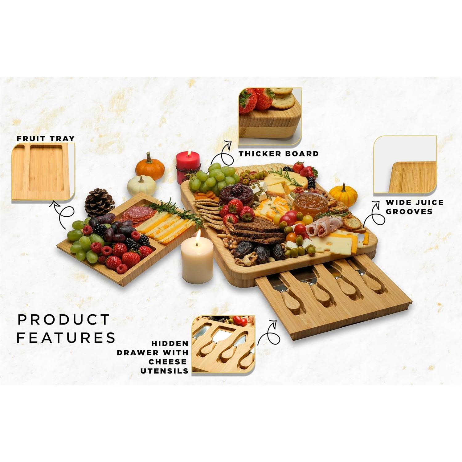 Tabla de Charcutería de Bambú Demin Design 40x33 cm