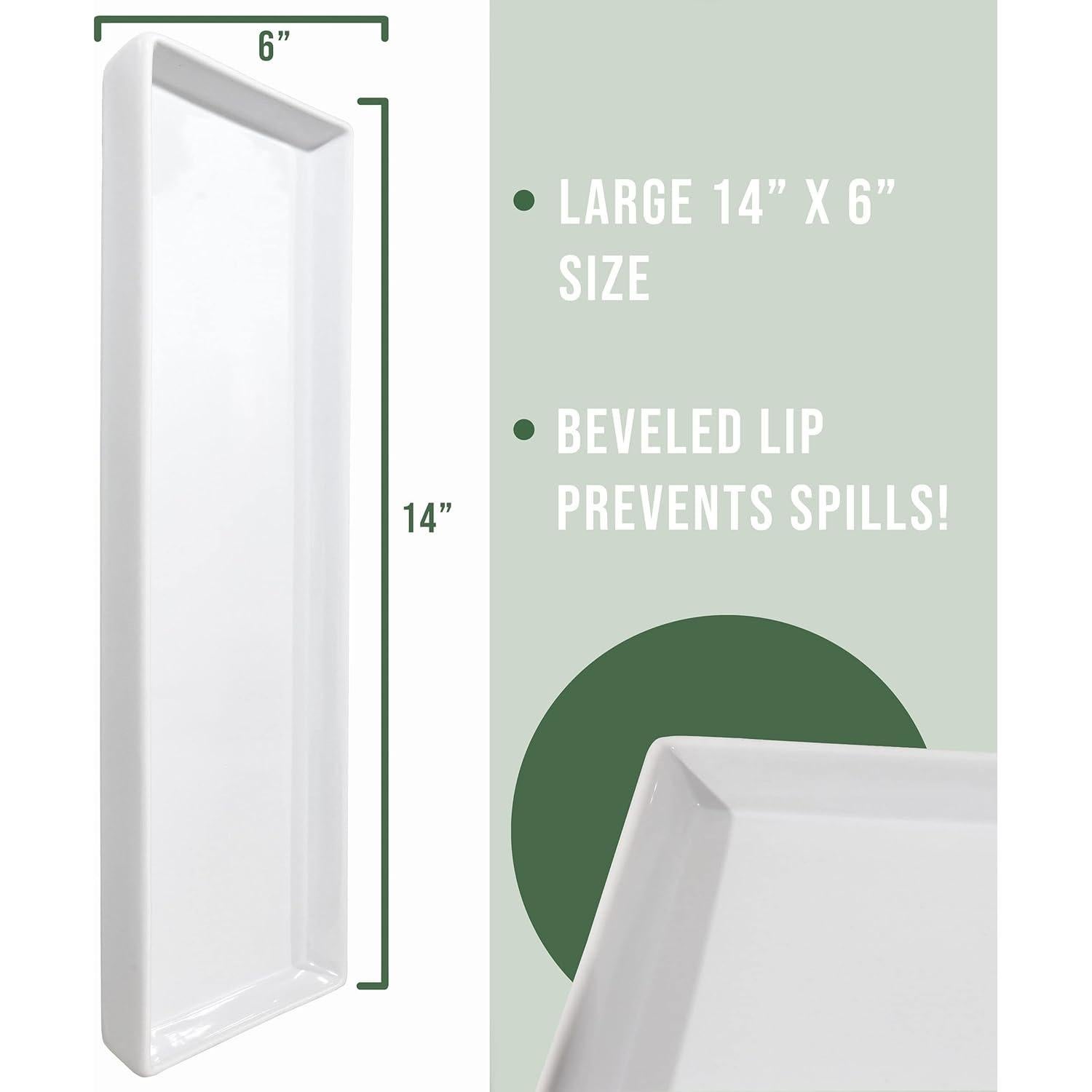 Set de 4 Bandejas de Cerámica Blanca Home Beets 35,56x15,24 cm