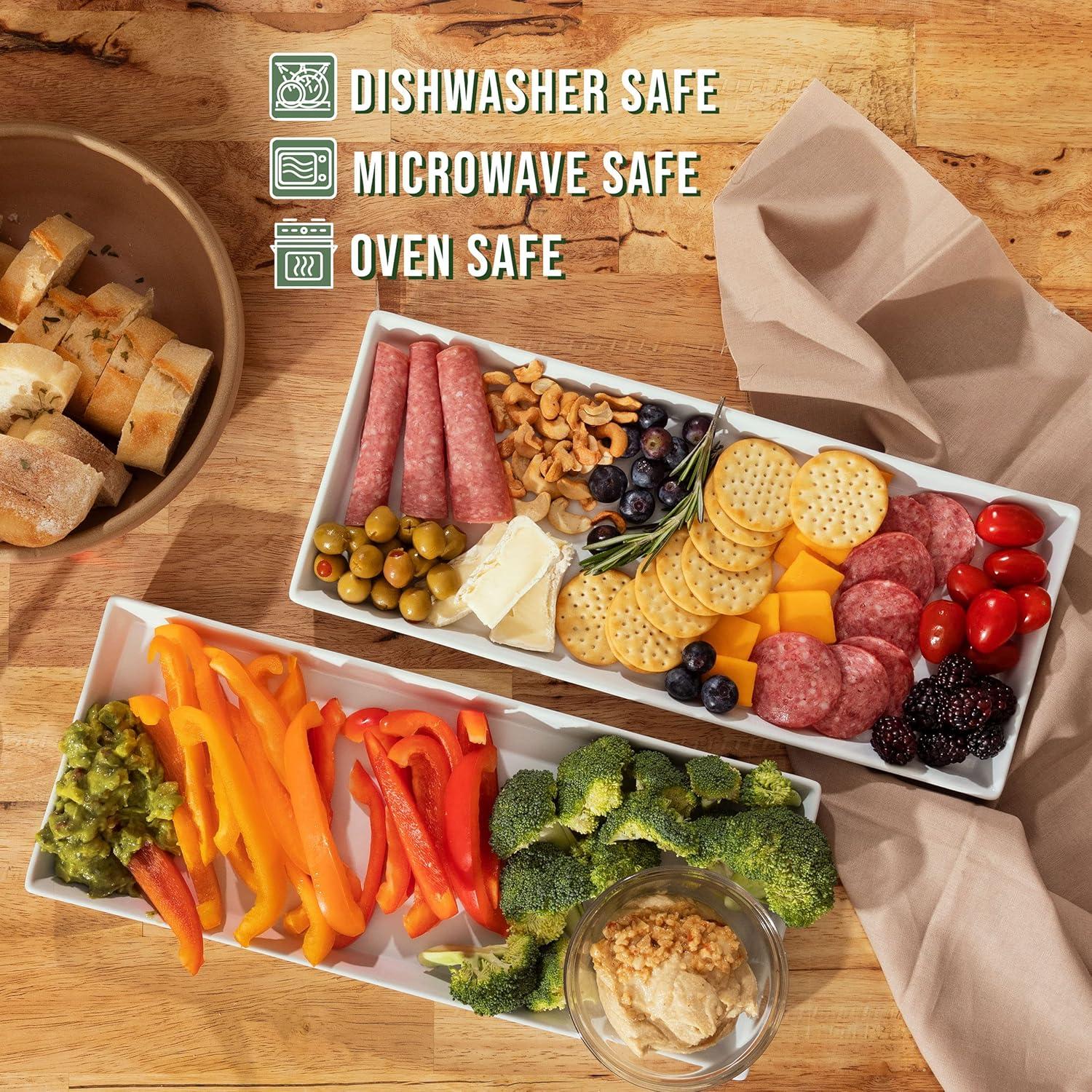 Set de 4 Bandejas de Cerámica Blanca Home Beets 35,56x15,24 cm