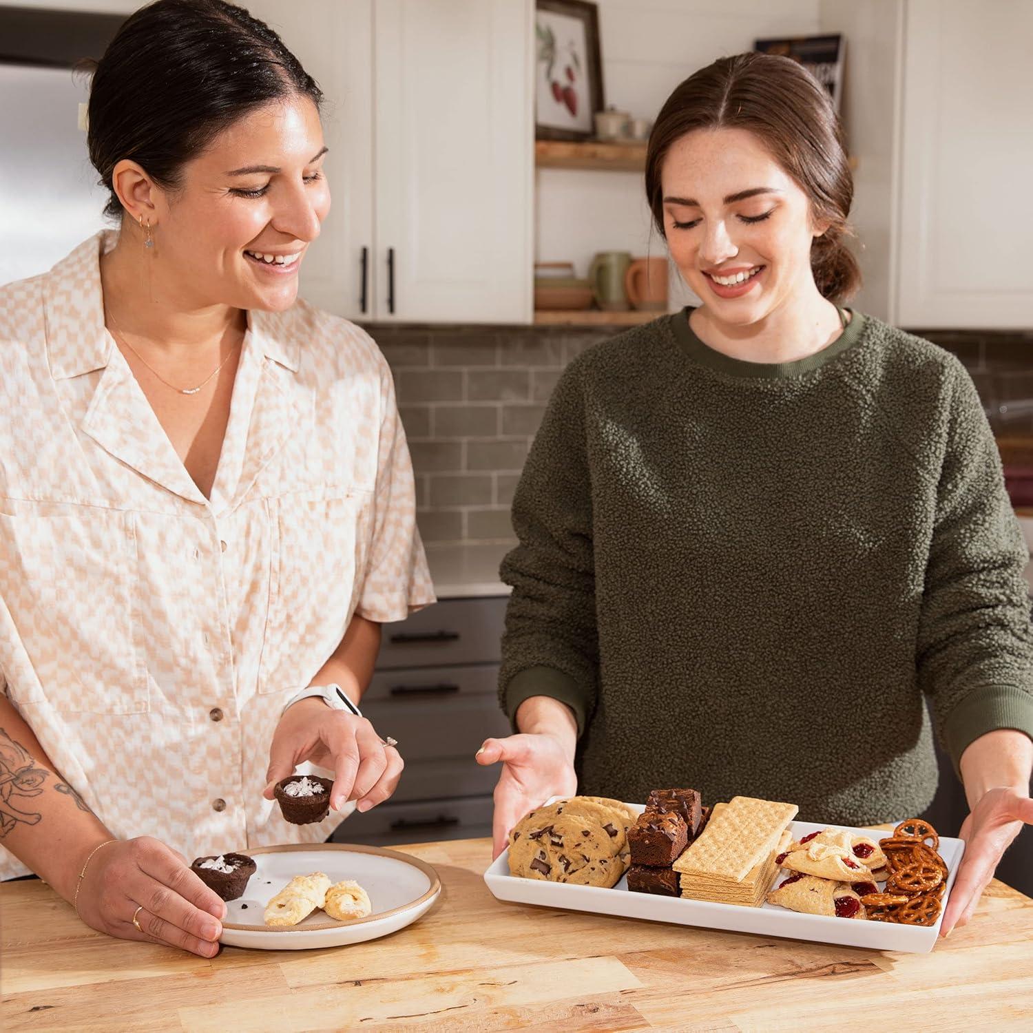 Set de 4 Bandejas de Cerámica Blanca Home Beets 35,56x15,24 cm