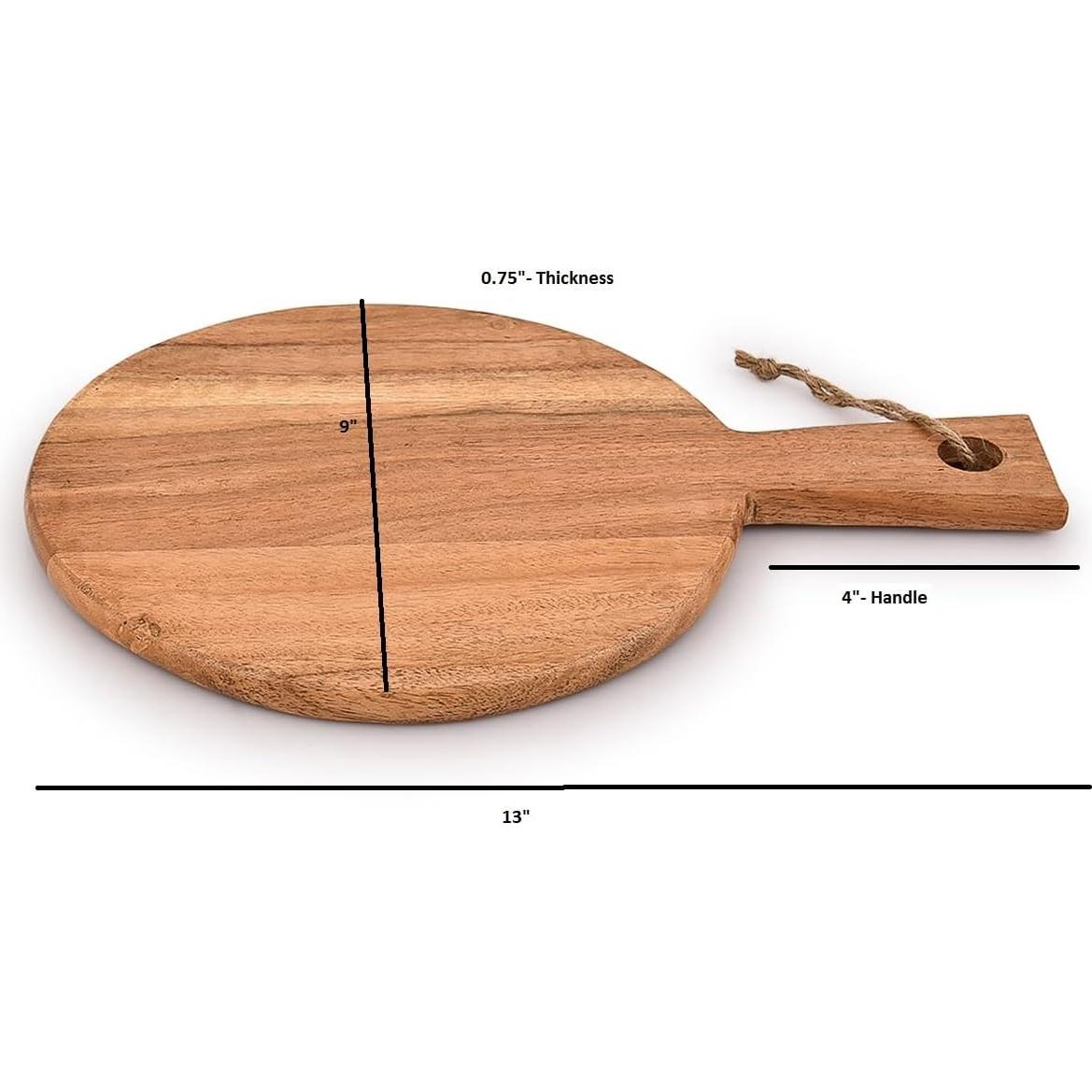 Tabla de Cortar Redonda de Madera Acacia Samhita 33x23 cm