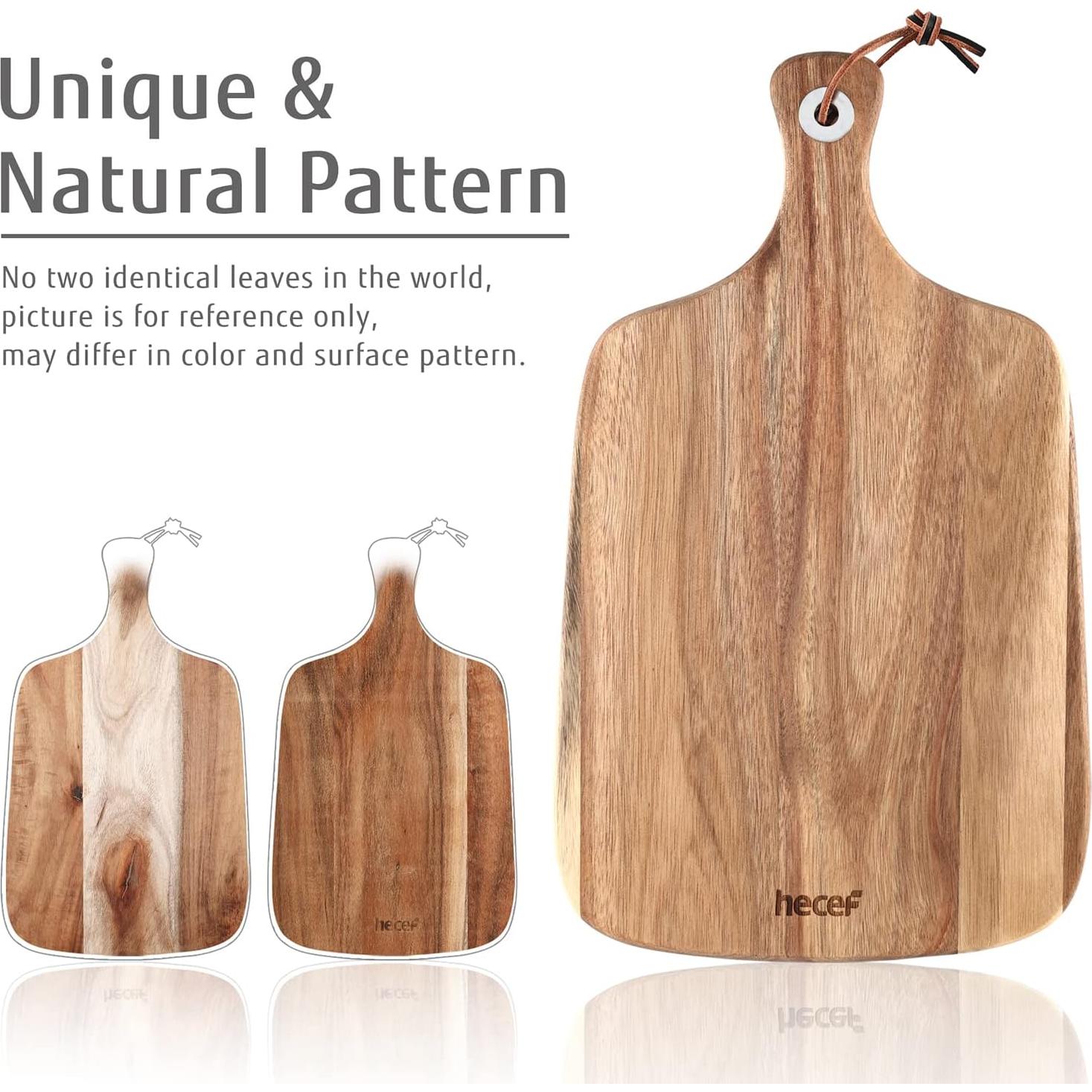 Tabla de Queso de Madera Acacia Hecef 37x21.5cm con 4 Cuchillos