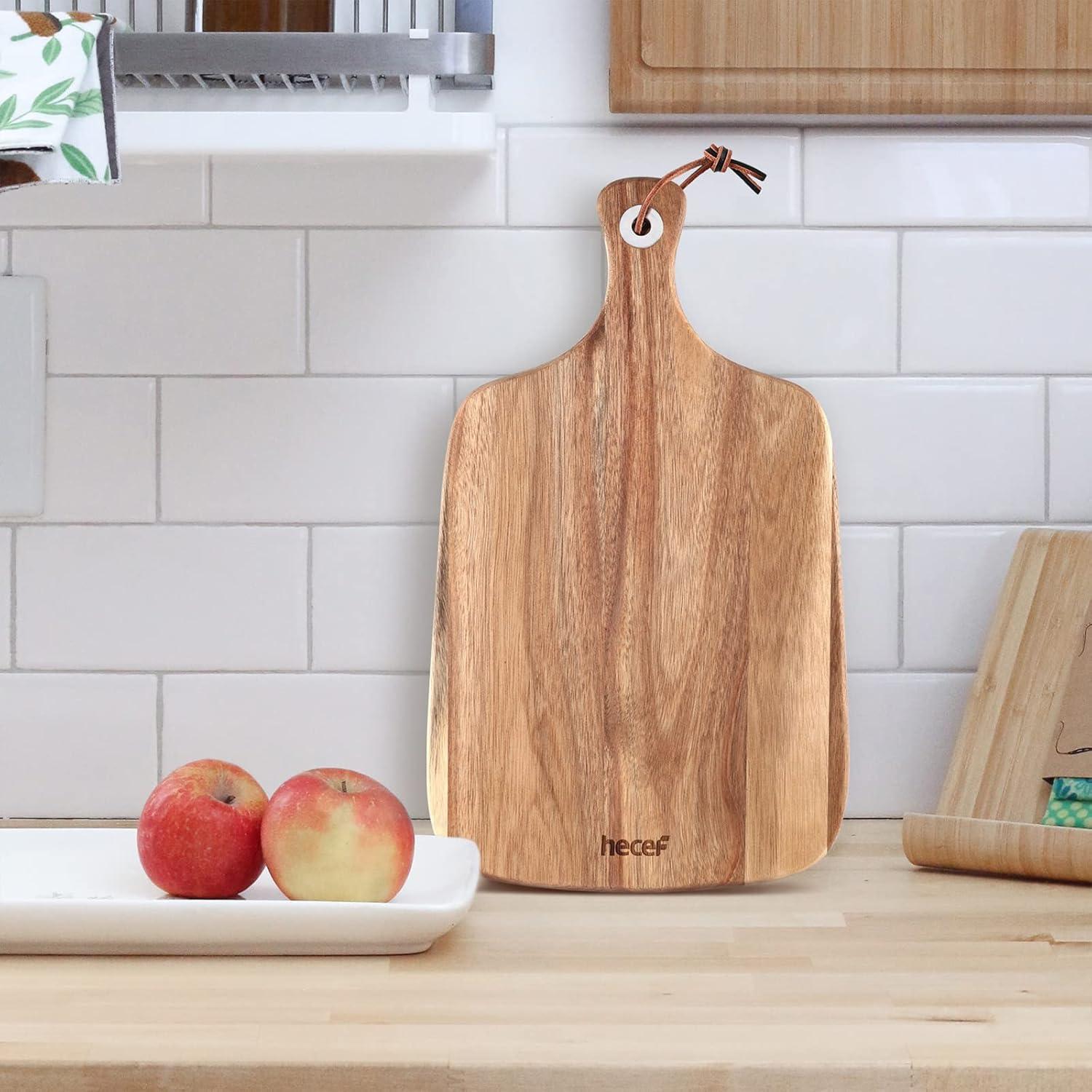 Tabla de Queso de Madera Acacia Hecef 37x21.5cm con 4 Cuchillos