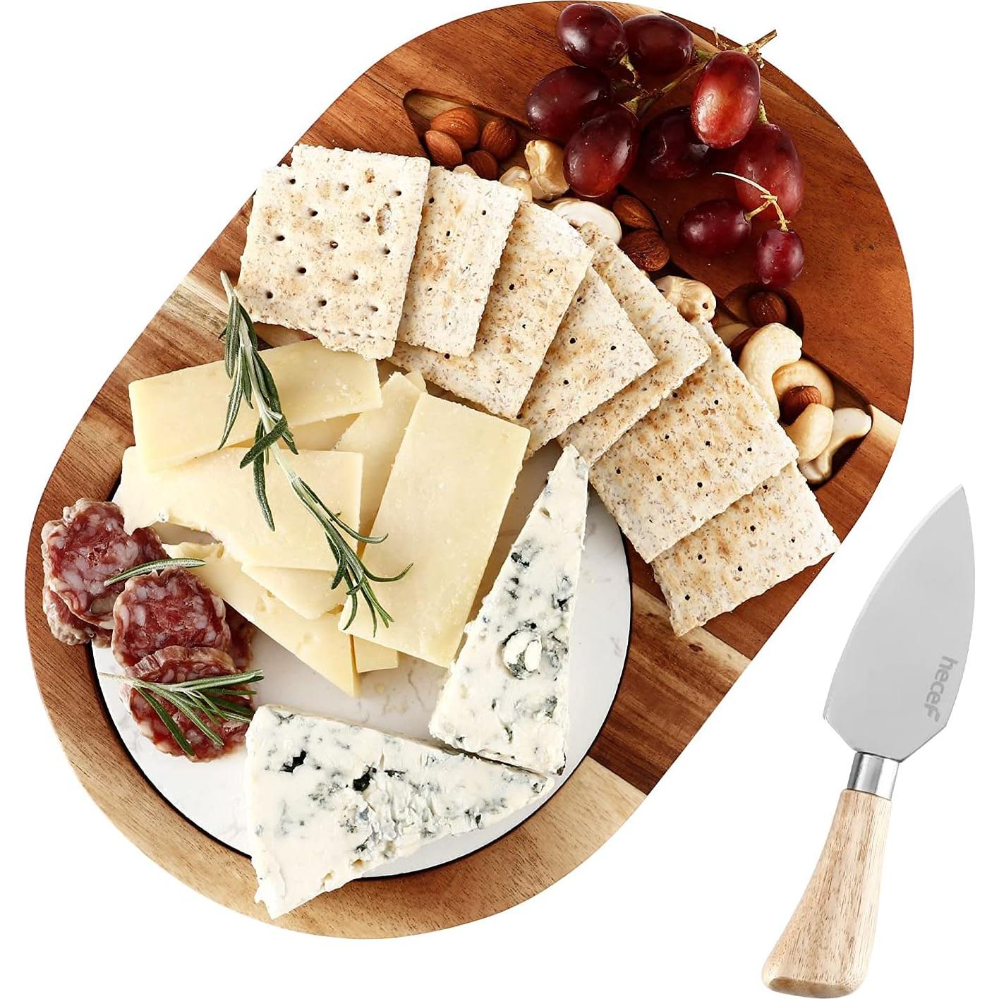 Juego de Tabla de Queso Ovalada hecef con Madera y Mármol