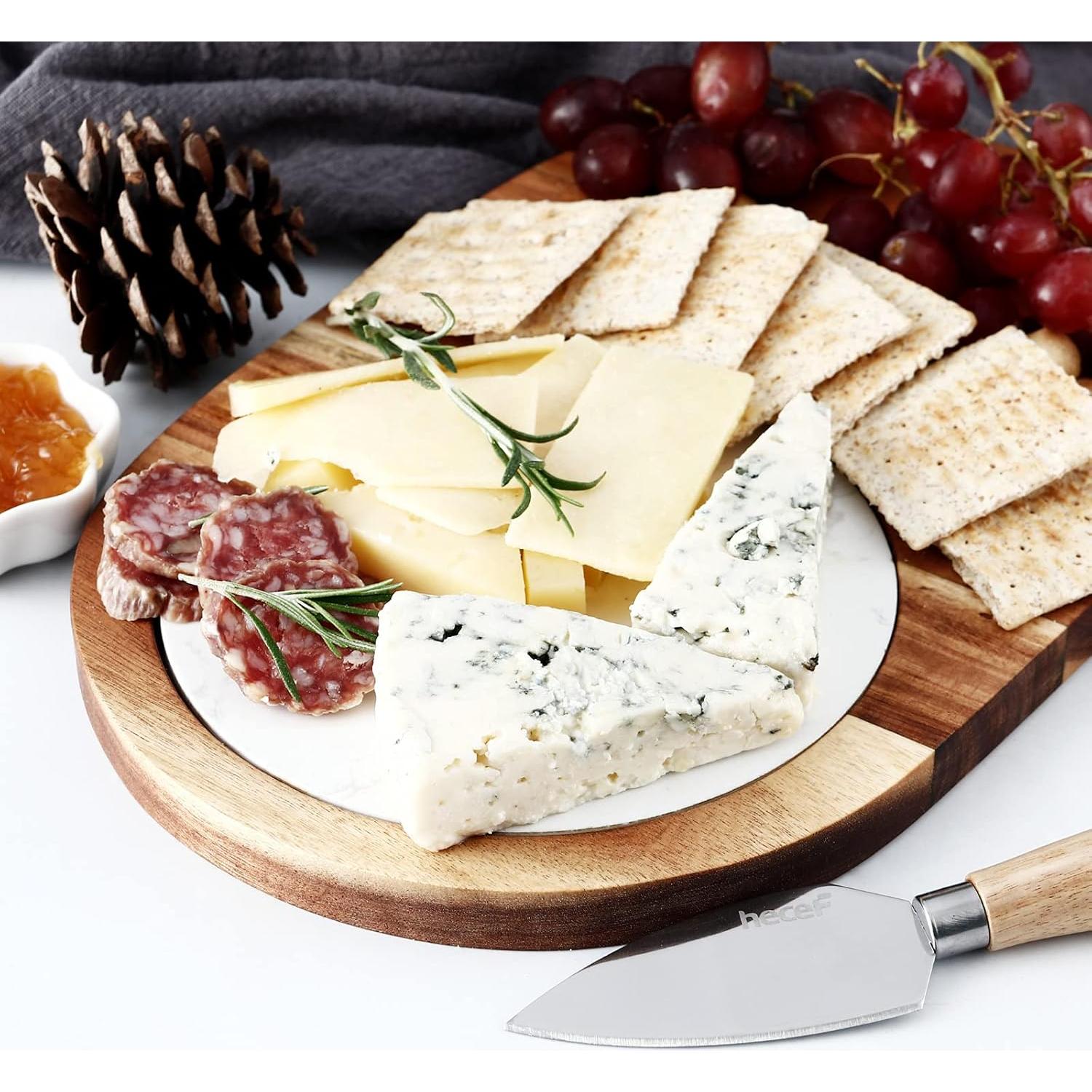 Juego de Tabla de Queso Ovalada hecef con Madera y Mármol