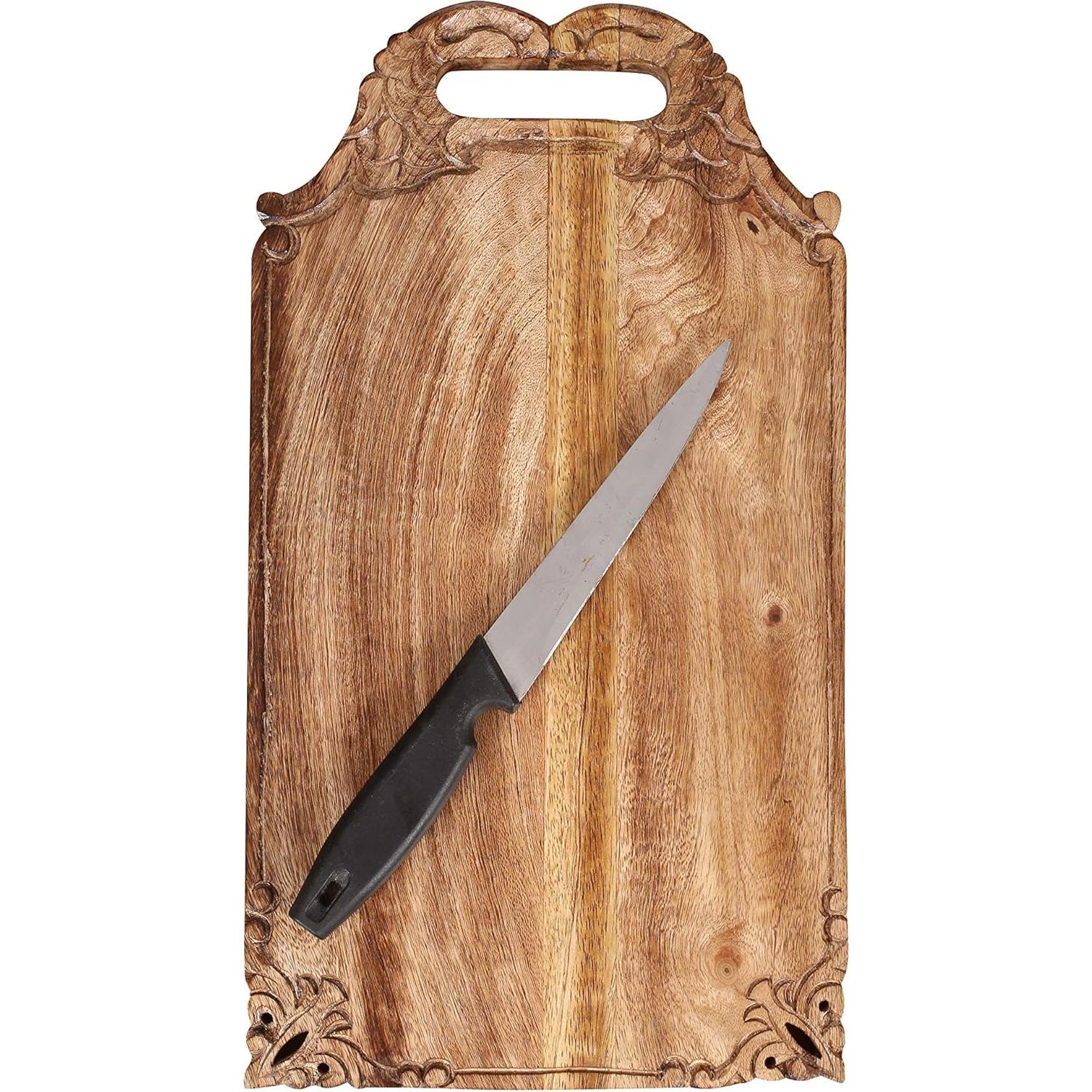 Tabla de cortar y servir de madera de mango Winlay 41.9x22.9 cm