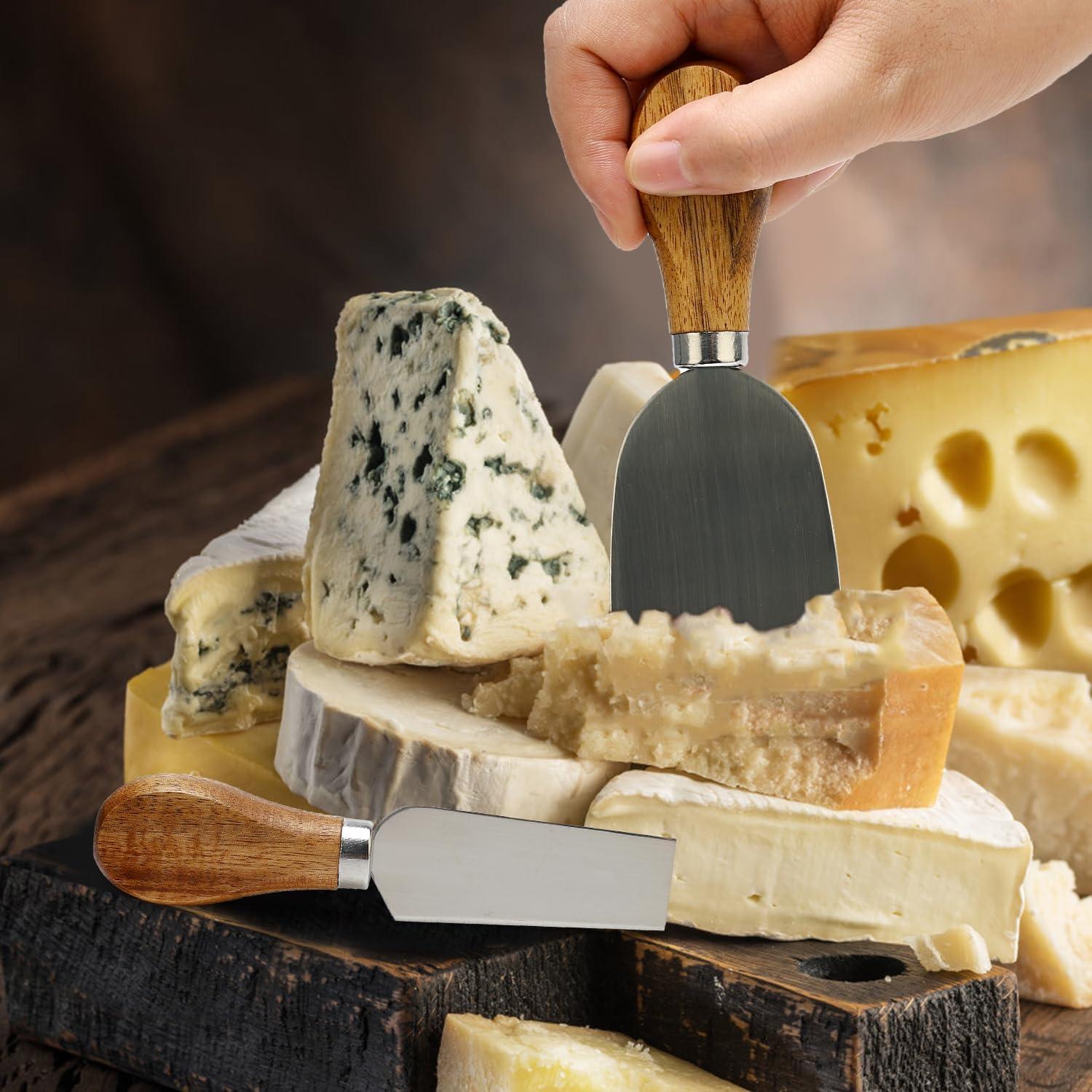 Juego de 9 cuchillos para queso Hilislog con soporte de madera