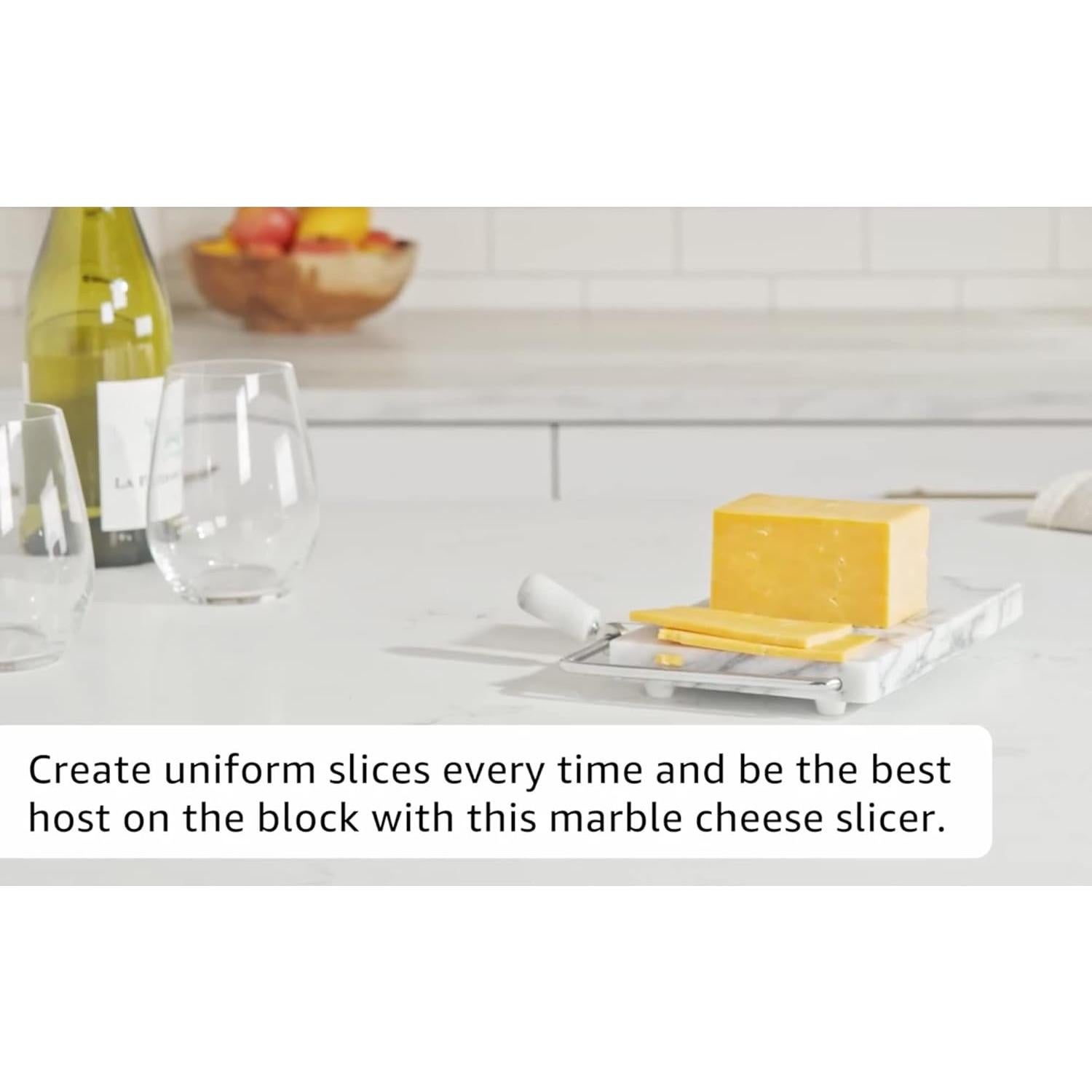 Cortador de Queso de Mármol Fox Run Blanco con 2 Cables