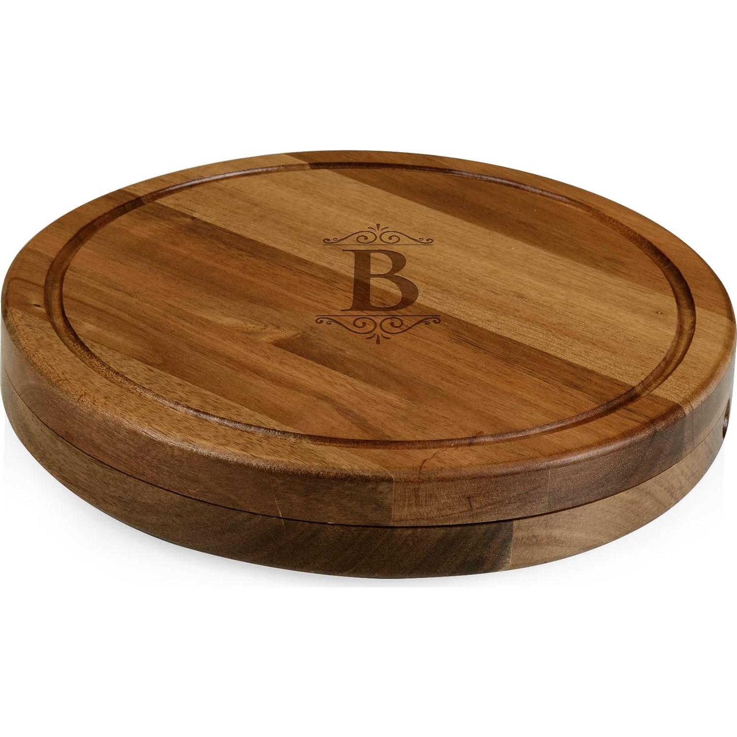 Tabla de Cortar de Queso Acacia Picnic Time con Monograma B