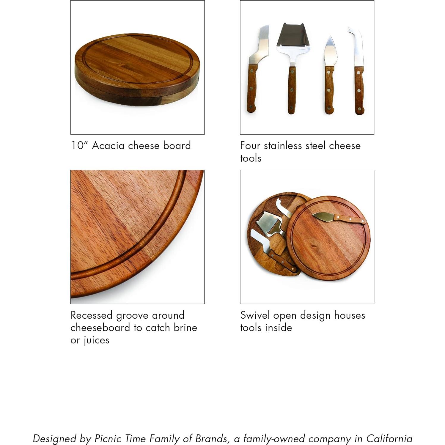 Tabla de Cortar de Queso Acacia Picnic Time con Monograma B