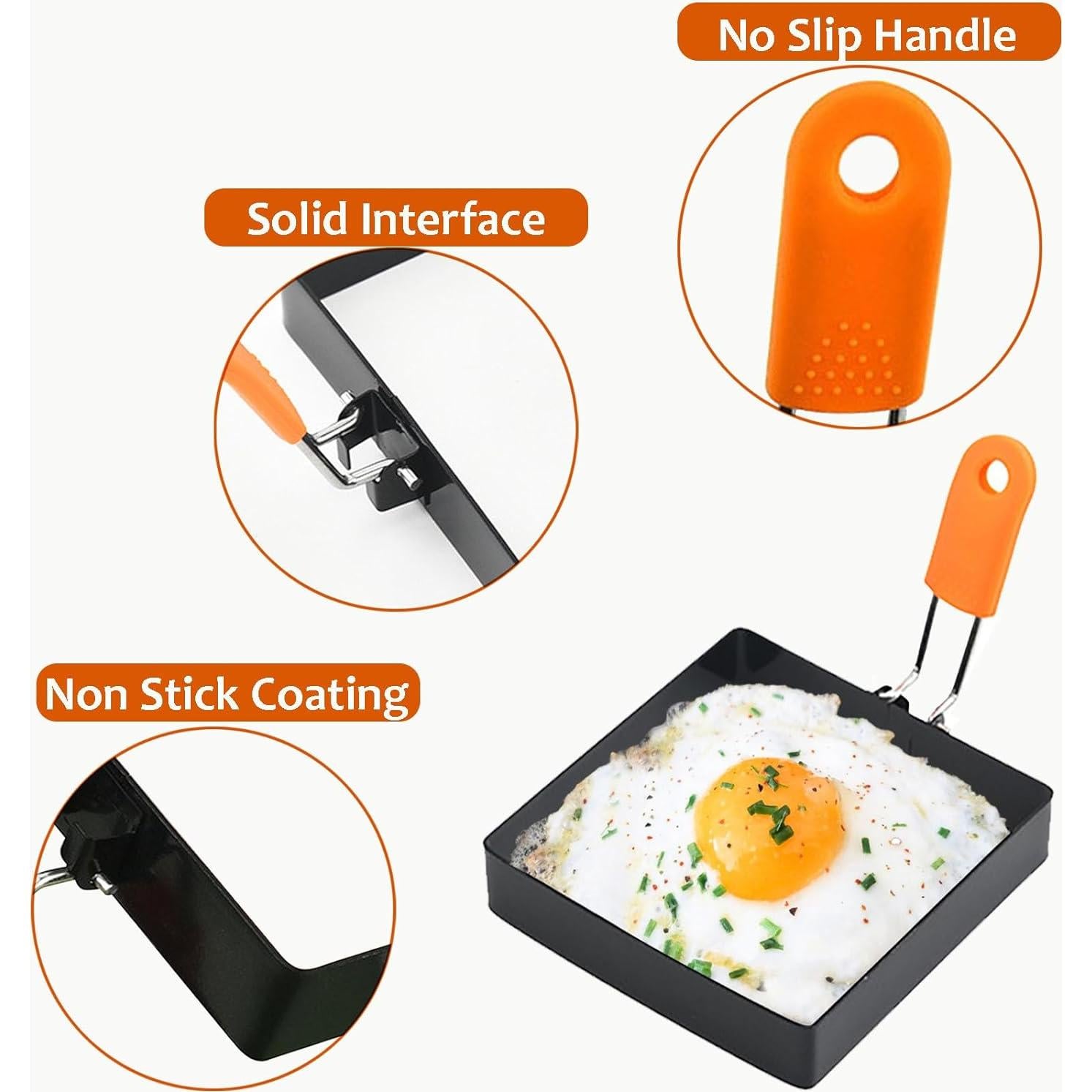 Anillo Cuadrado para Huevo Eonenomi 10 cm 2 Pcs Antiadherente