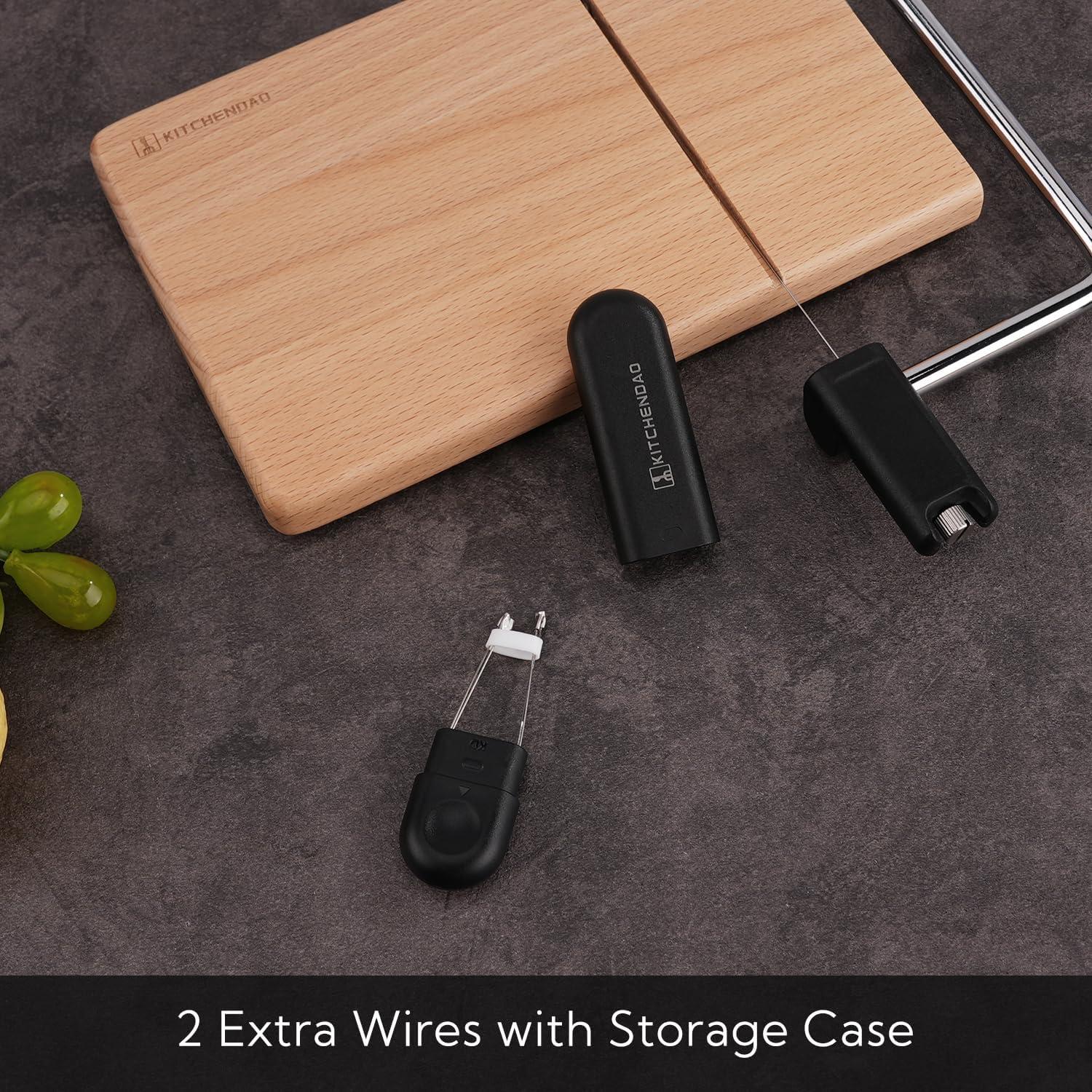 Cortador de Queso KITCHENDAO de Madera con Alambres Reemplazables