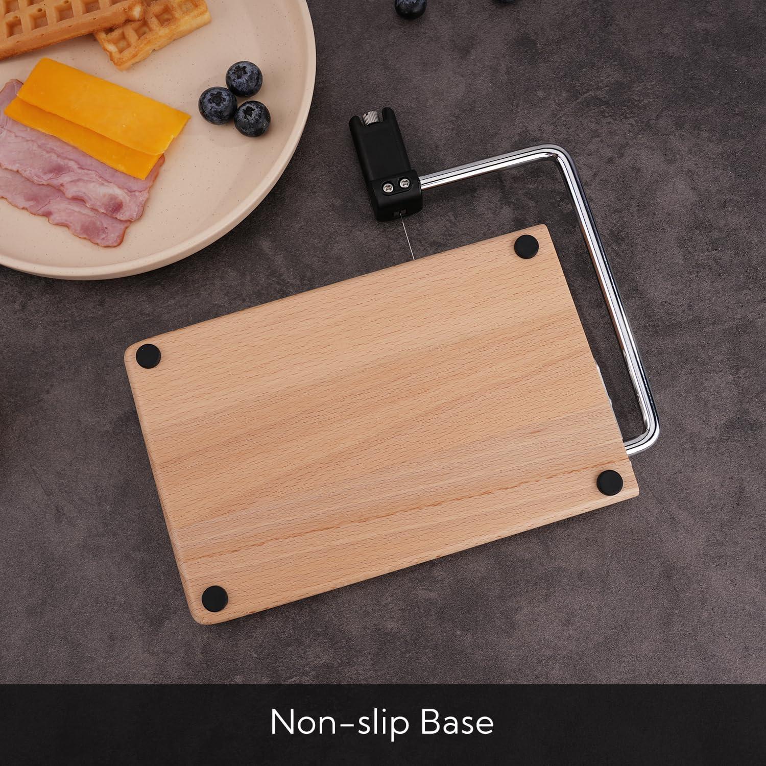 Cortador de Queso KITCHENDAO de Madera con Alambres Reemplazables