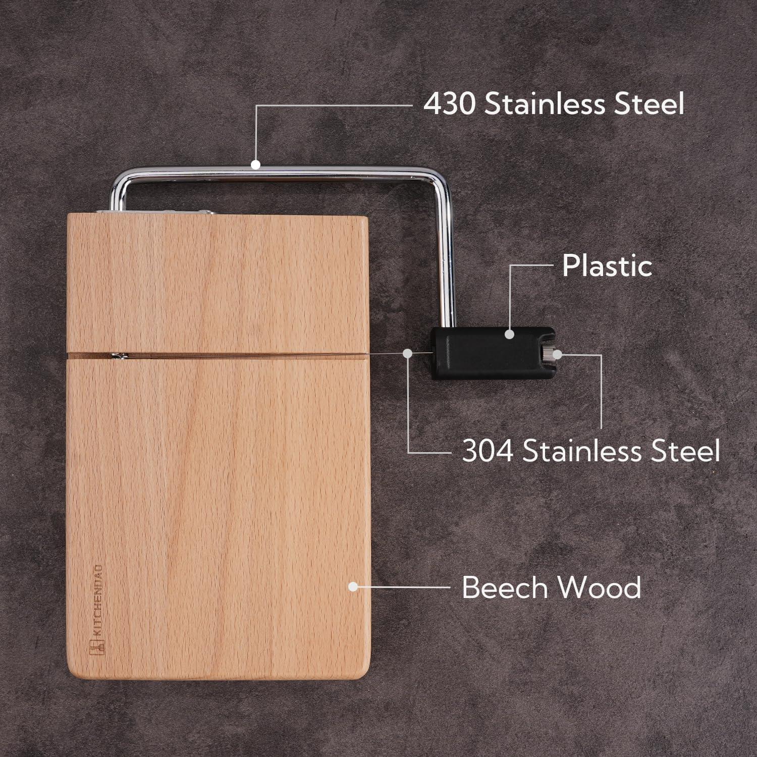Cortador de Queso KITCHENDAO de Madera con Alambres Reemplazables