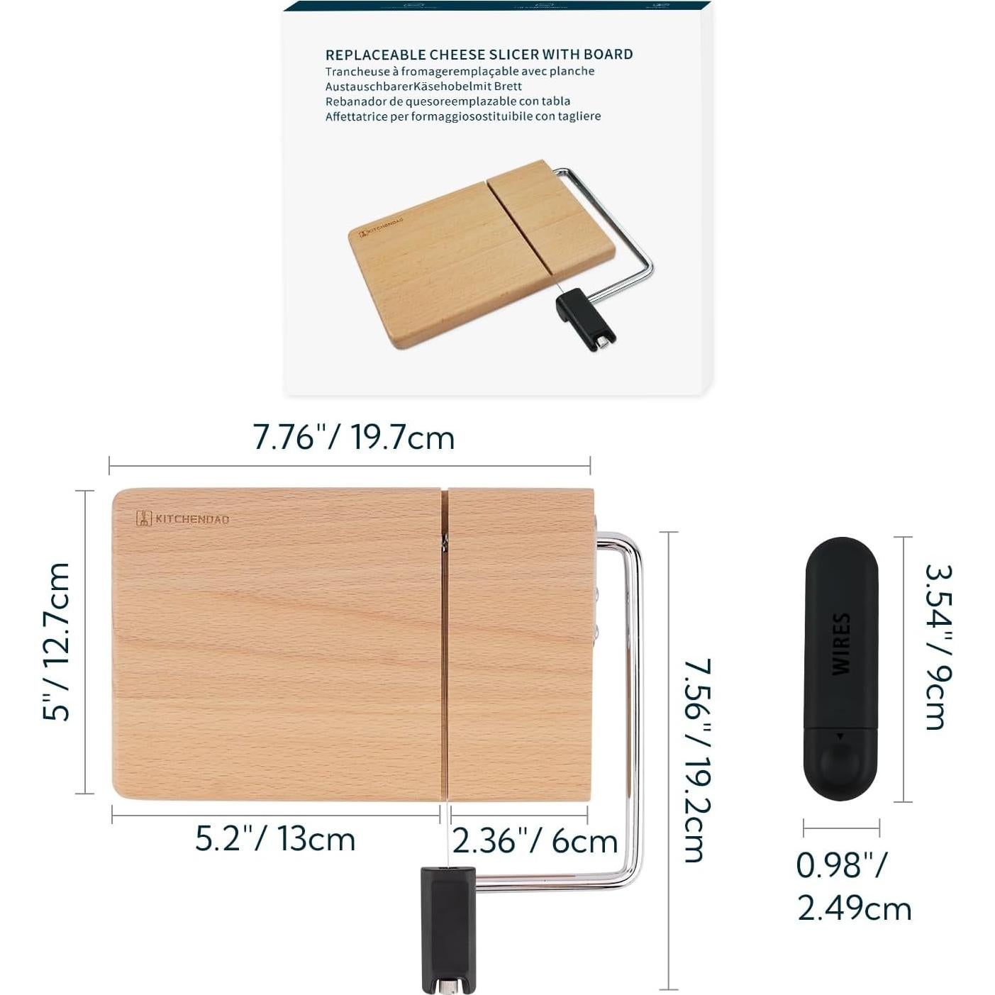 Cortador de Queso KITCHENDAO de Madera con Alambres Reemplazables