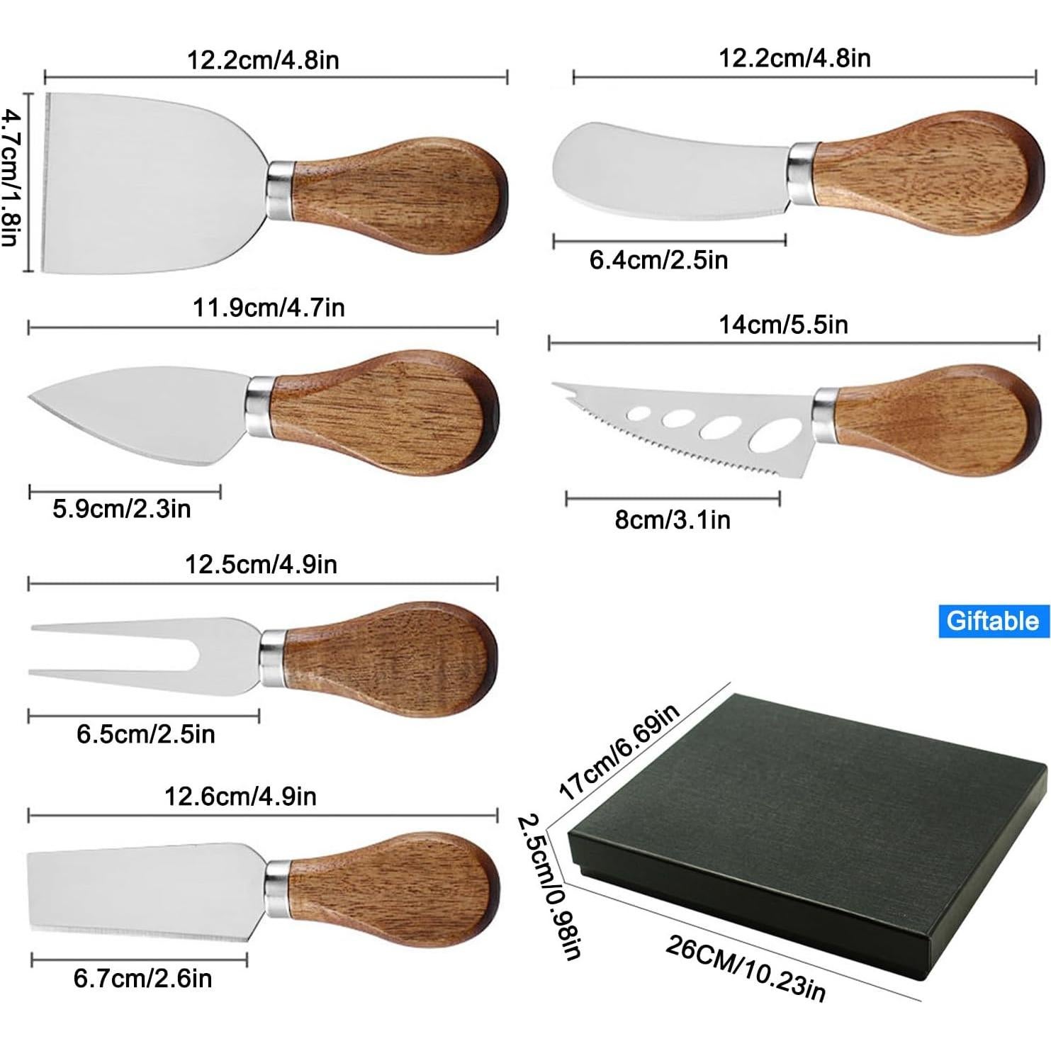 Juego de cuchillos de queso 6 piezas GXIQYL acero inoxidable