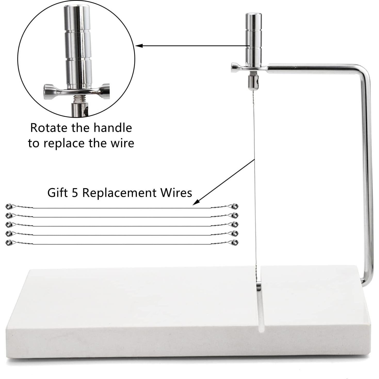 Cortador de Queso ZEAYEA de Mármol con 6 Cuerdas 20x12 cm