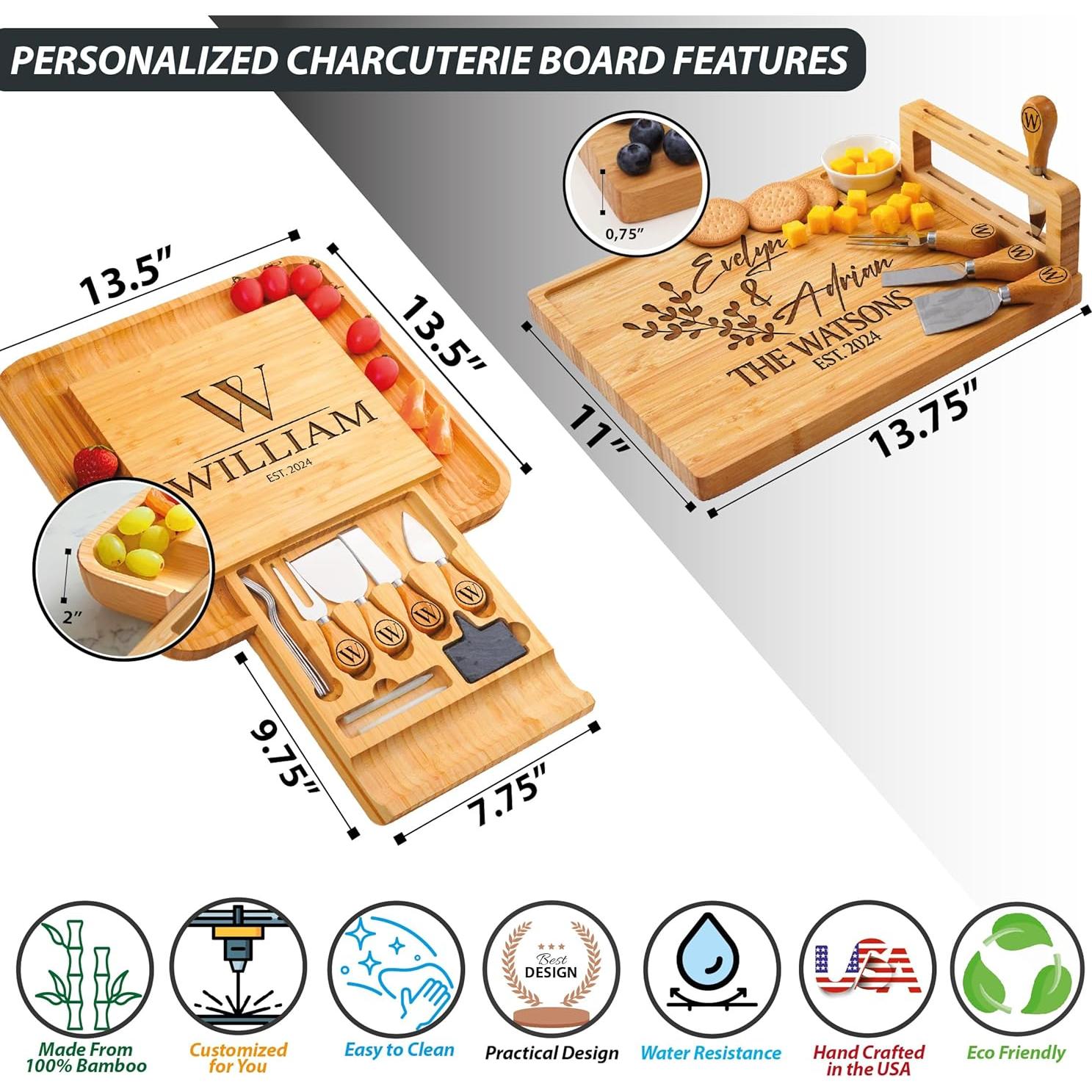 Tabla de Charcutería Personalizada Bambú Grande 35,5cm