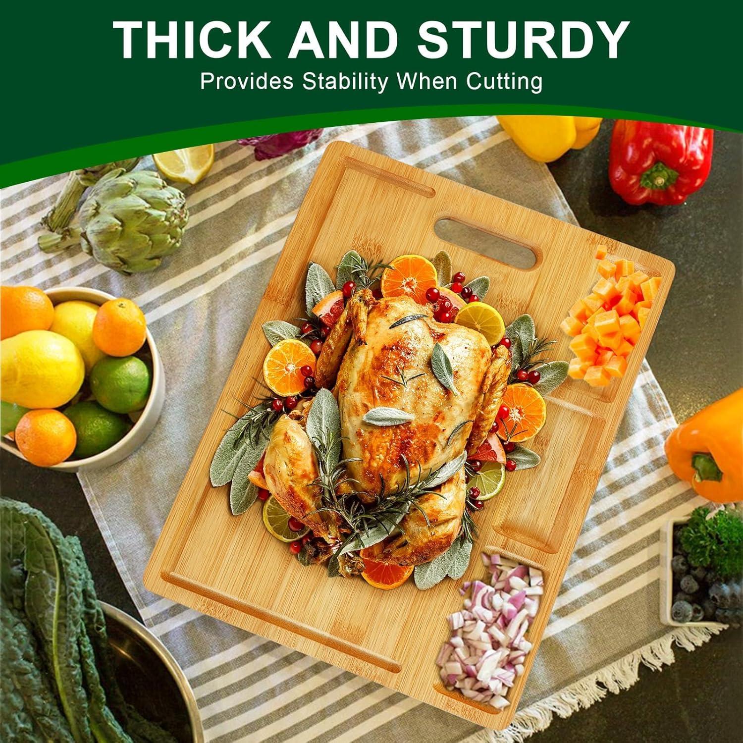 Tabla de Cortar de Bambú Grande HHXRISE 43x32 cm con Surco