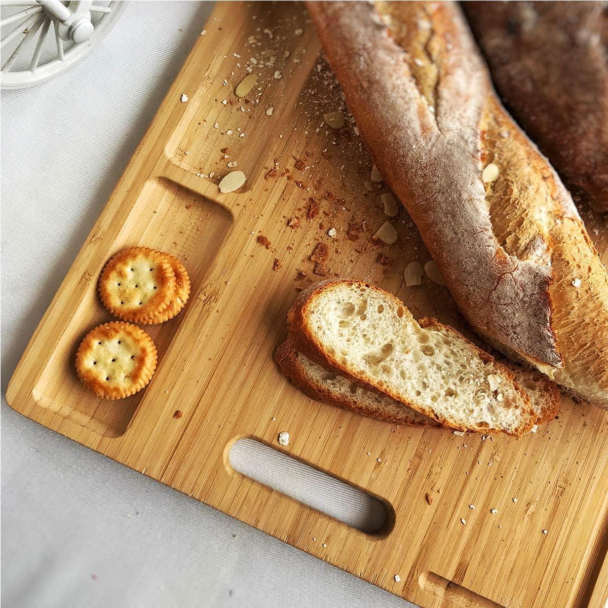 Tabla de Cortar de Bambú Grande HHXRISE 43x32 cm con Surco