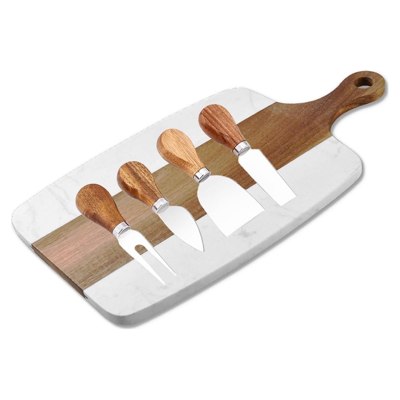 Tabla de Cortar Queso TIYOORTA de Madera y Mármol 35x18x2 cm