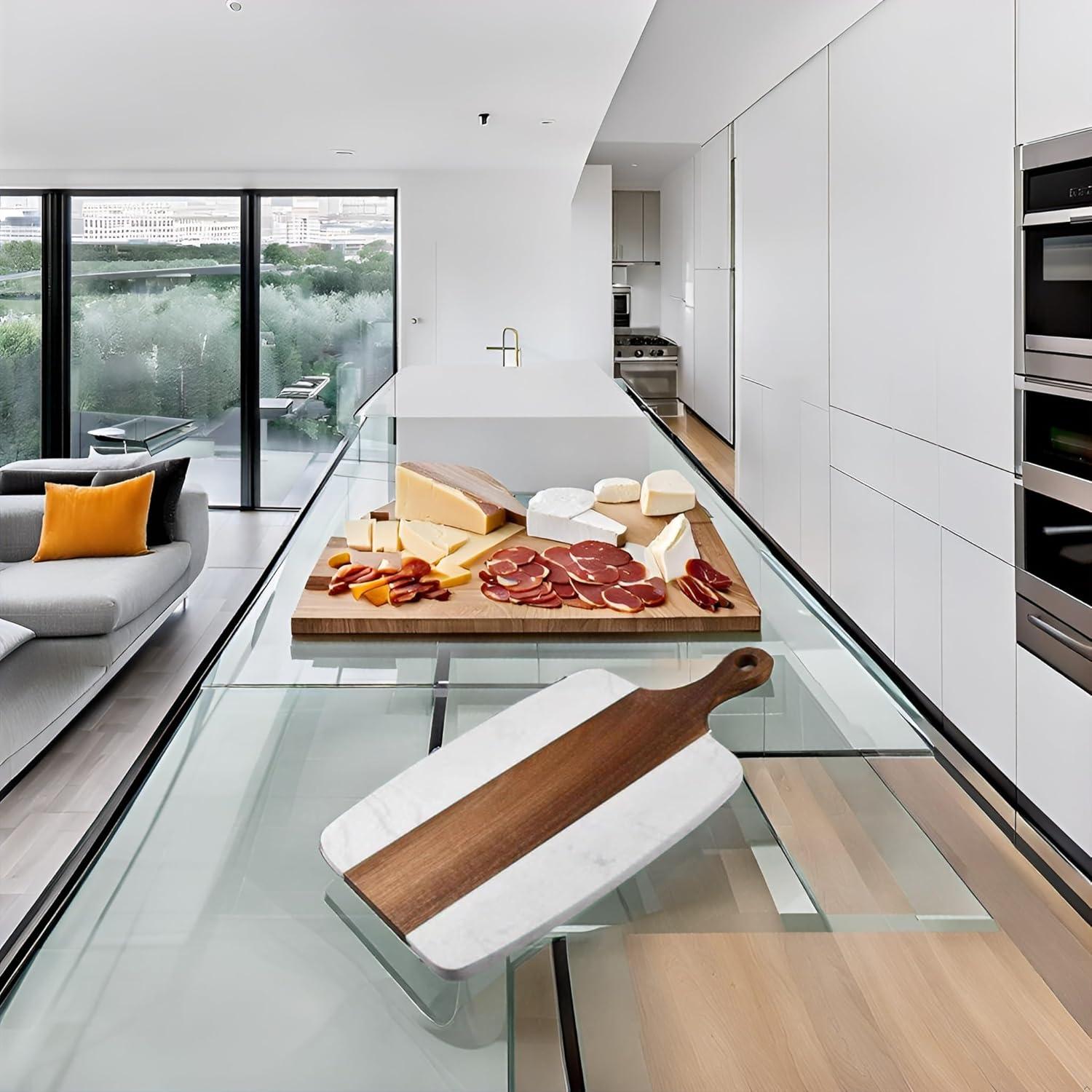 Tabla de Cortar Queso TIYOORTA de Madera y Mármol 35x18x2 cm