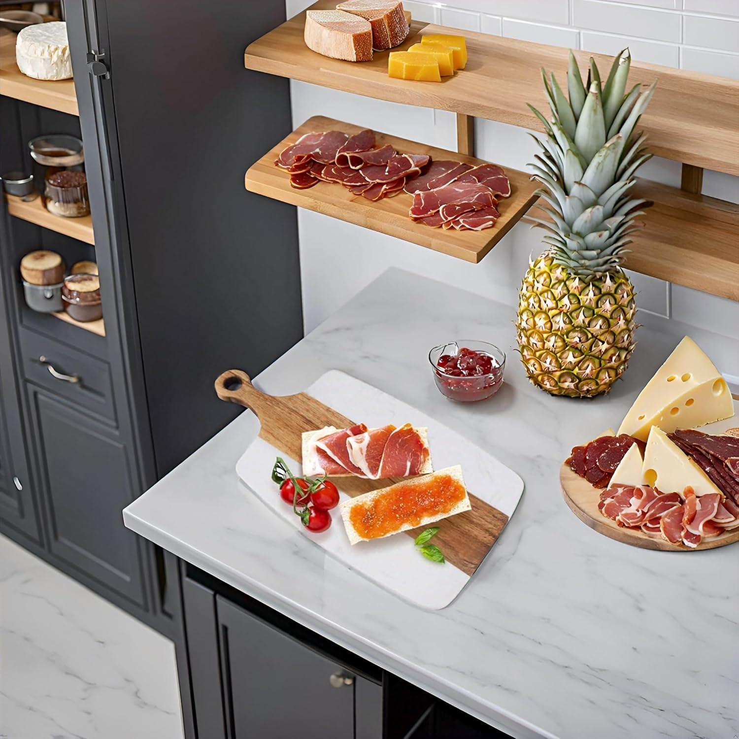 Tabla de Cortar Queso TIYOORTA de Madera y Mármol 35x18x2 cm