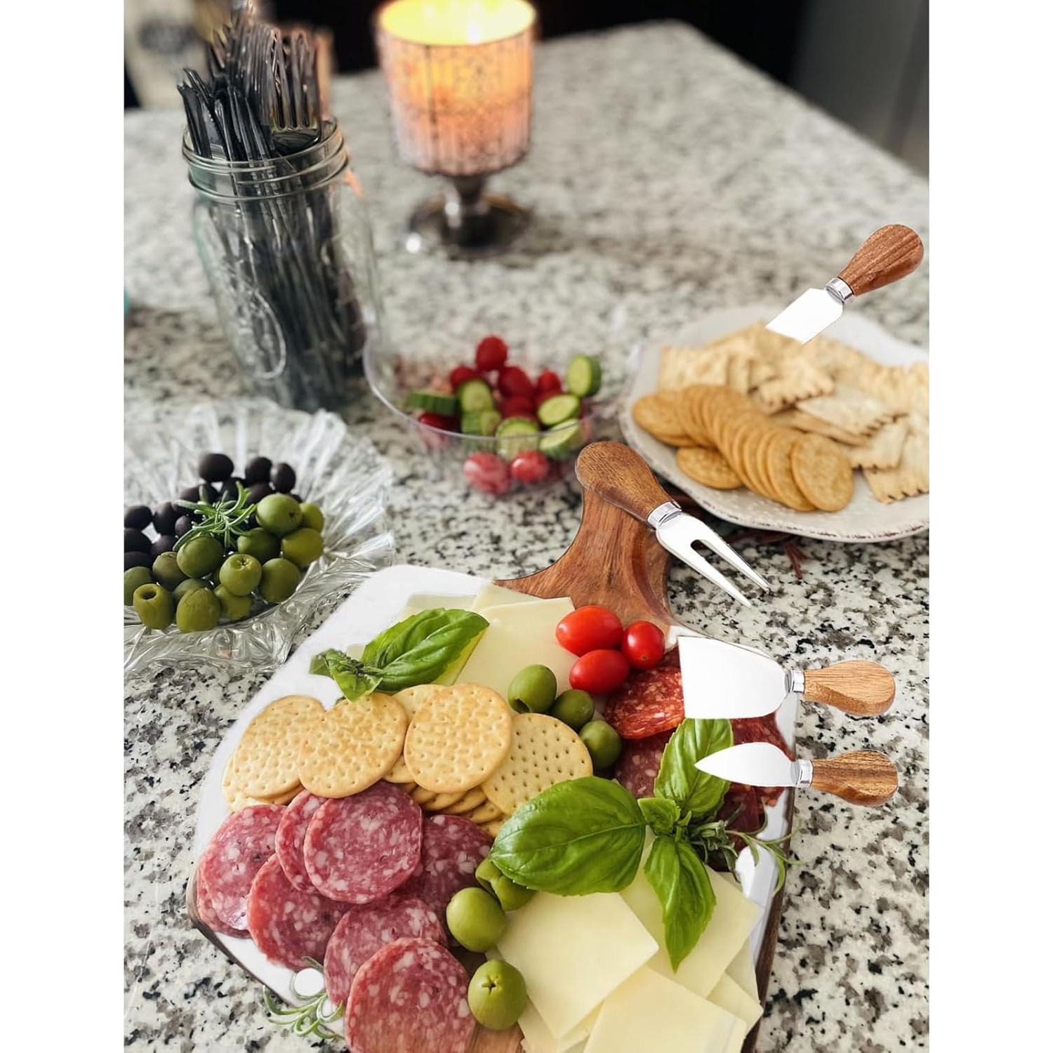 Tabla de Cortar Queso TIYOORTA de Madera y Mármol 35x18x2 cm