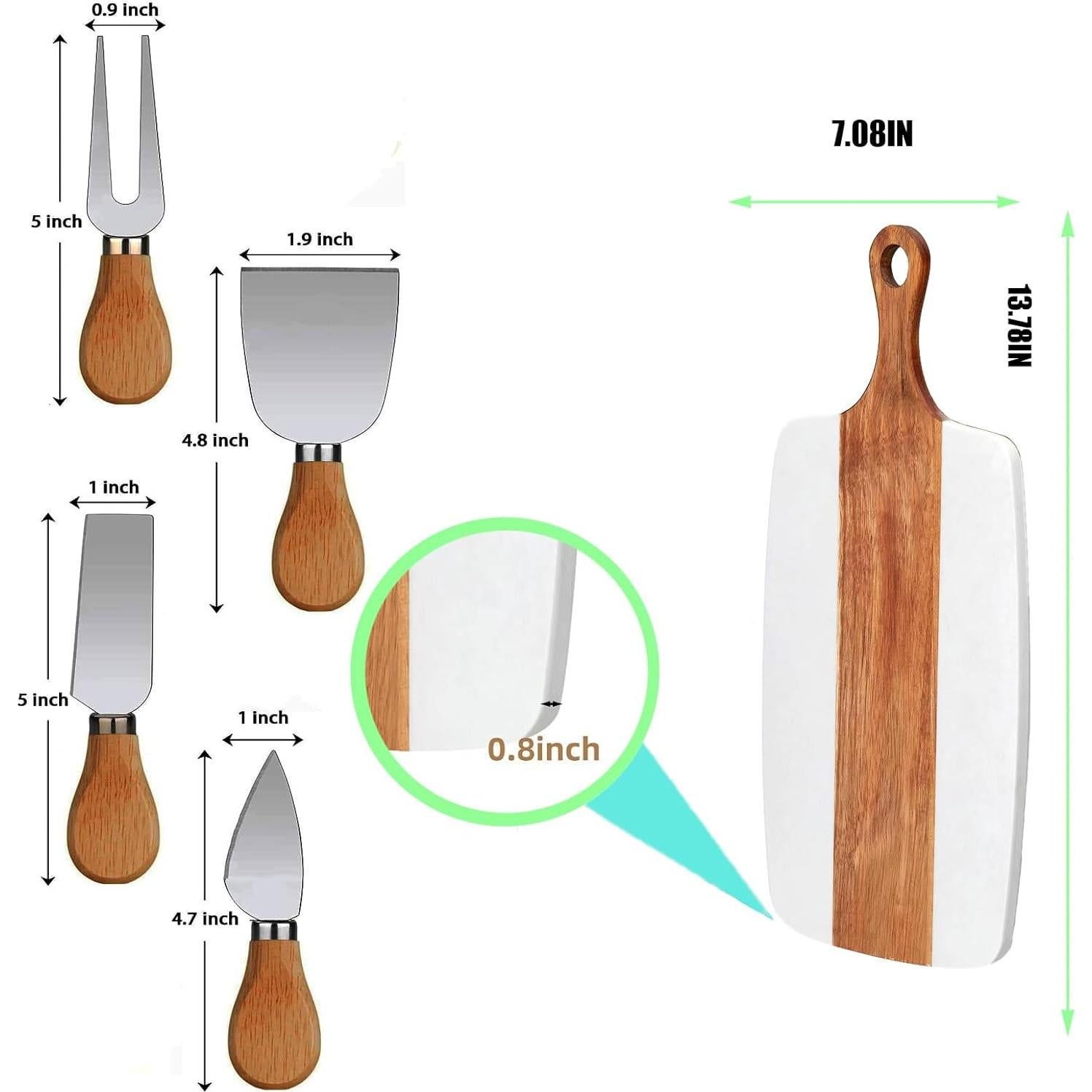 Tabla de Cortar Queso TIYOORTA de Madera y Mármol 35x18x2 cm