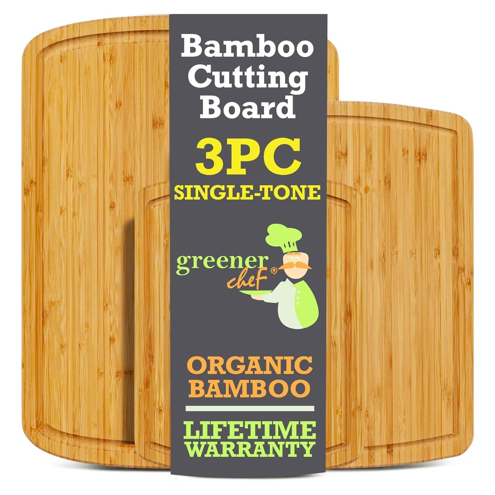 Set de 3 Tablas de Cortar de Bambú Greener Chef Ecológicas