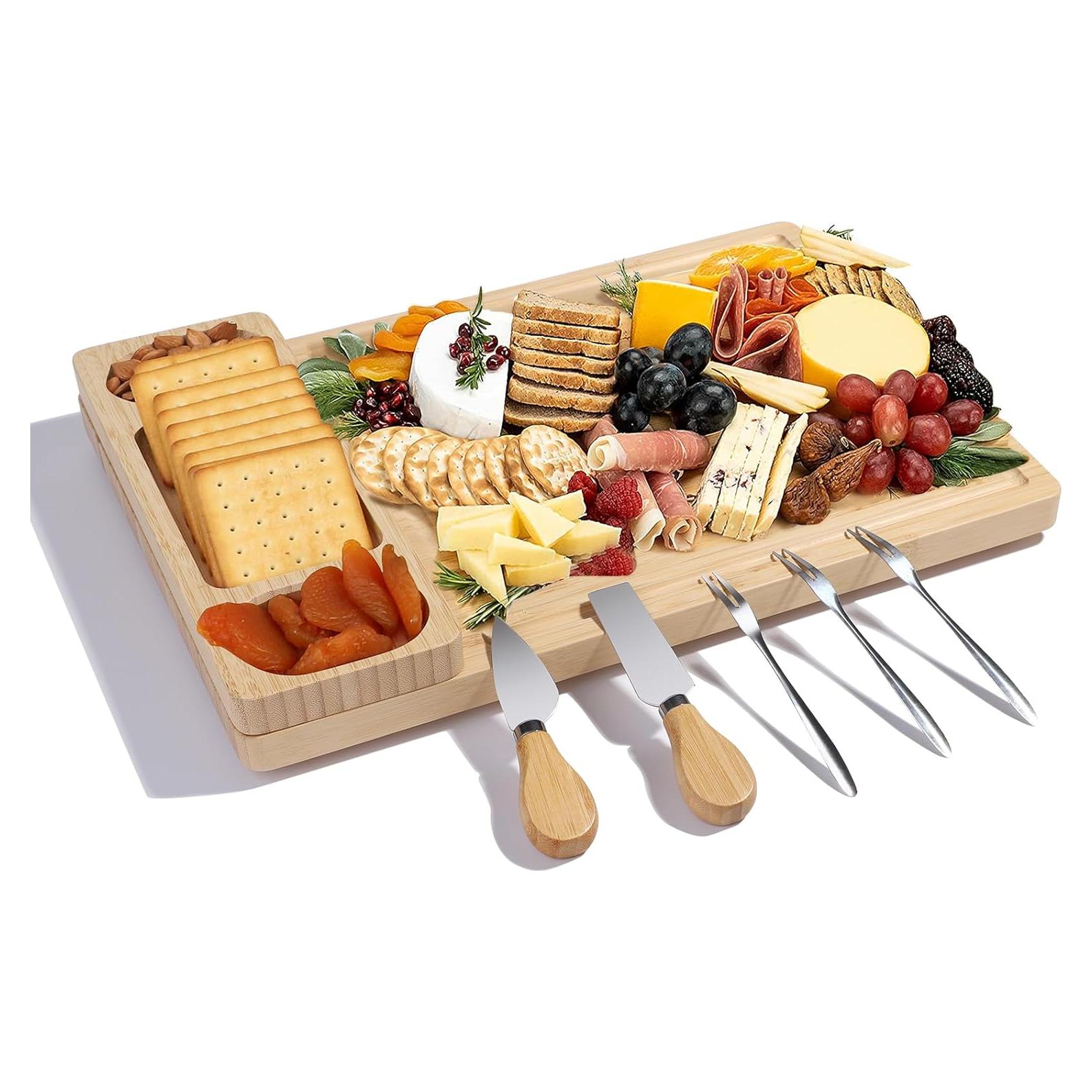 Tabla de Charcutería de Bambú YZS Housm con Cuchillos 40x28 cm