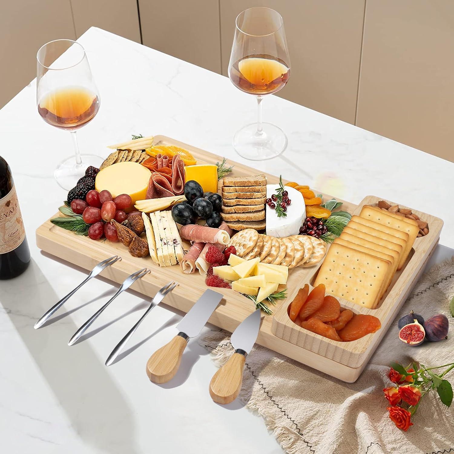 Tabla de Charcutería de Bambú YZS Housm con Cuchillos 40x28 cm