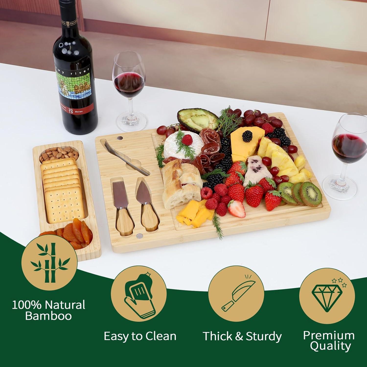 Tabla de Charcutería de Bambú YZS Housm con Cuchillos 40x28 cm