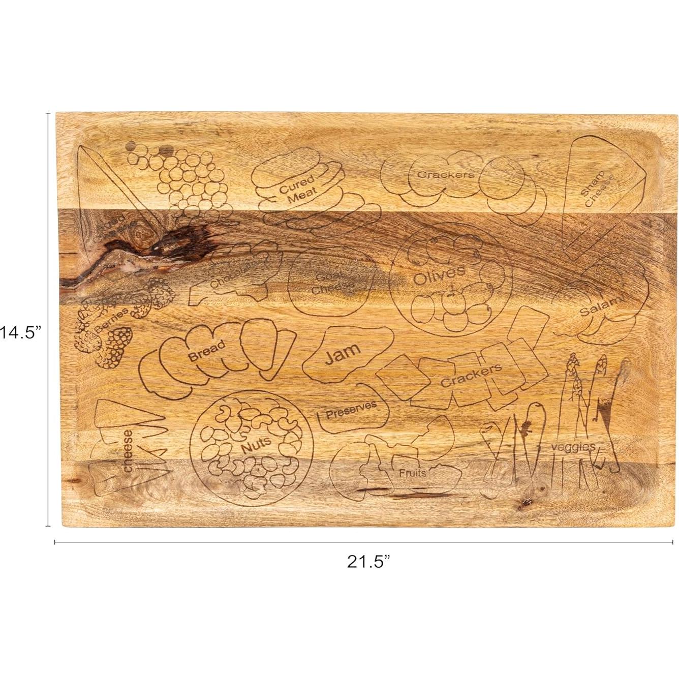 Tabla de Queso de Madera de Mango Creative Co-Op 54,61x36,83cm