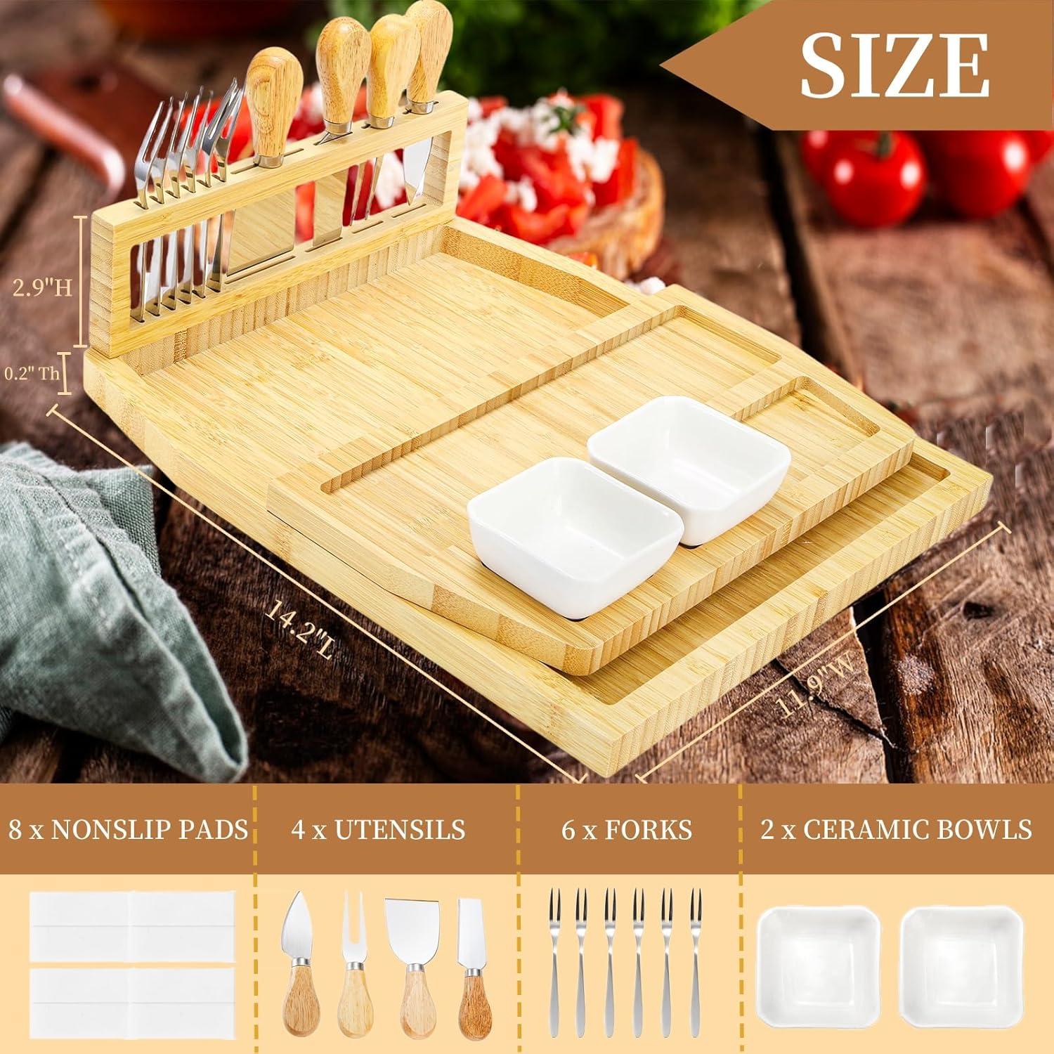 Juego de Tablas de Queso WRINGKIT con Cuchillos y Cuencos